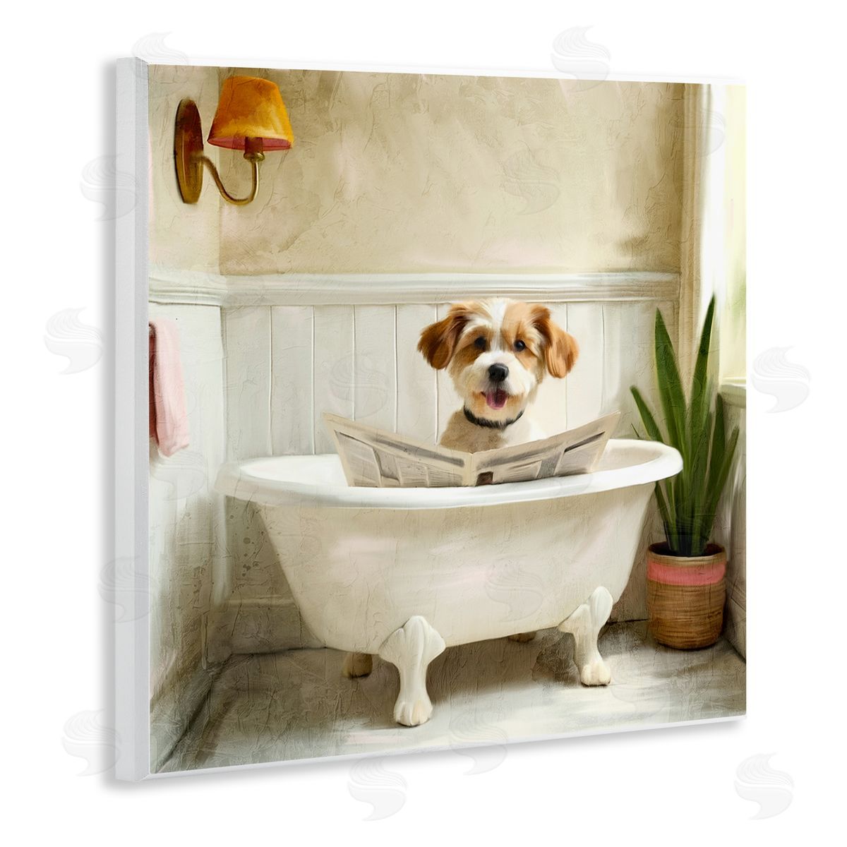 Kim Allen Light Reading Dog Bath Canvas Wall Art Print