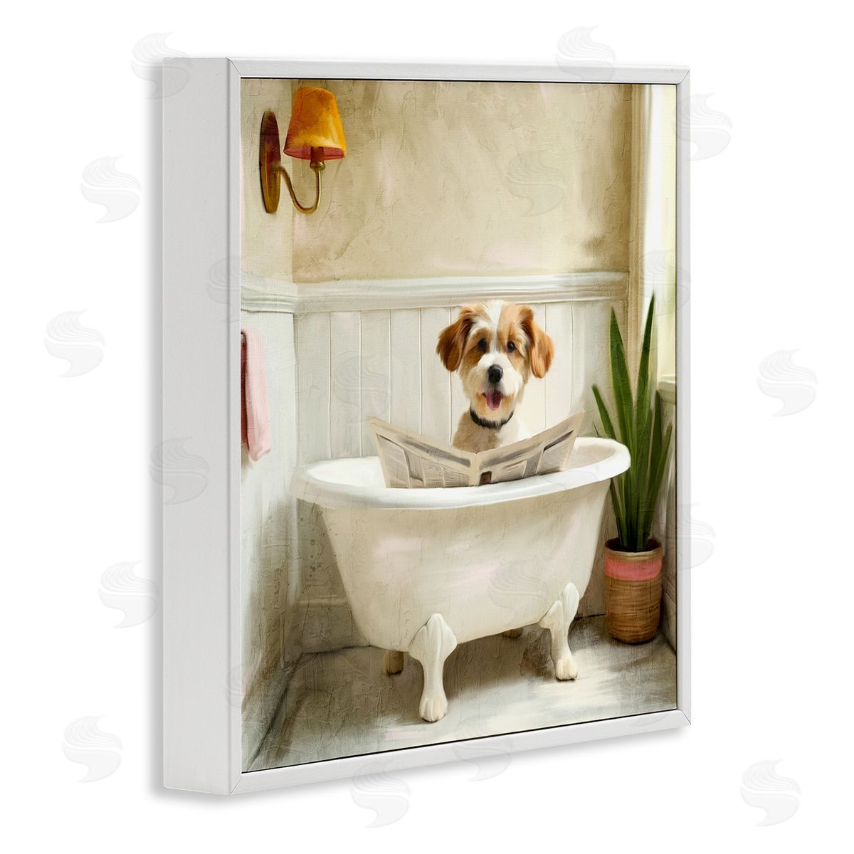 Kim Allen Light Reading Dog Bath Canvas Wall Art Print