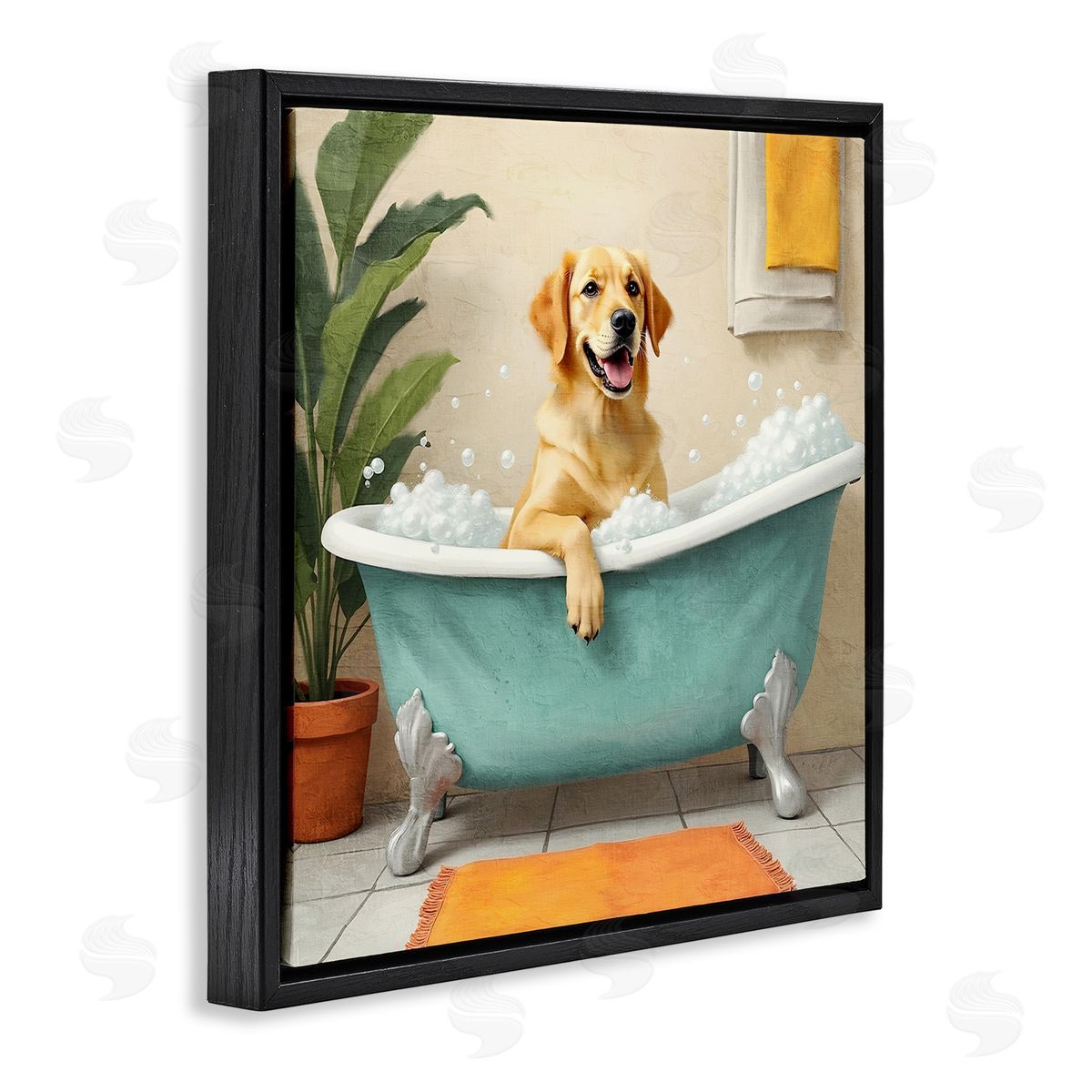 Kim Allen Bubble Bath Labrador Dog Canvas Wall Art Print