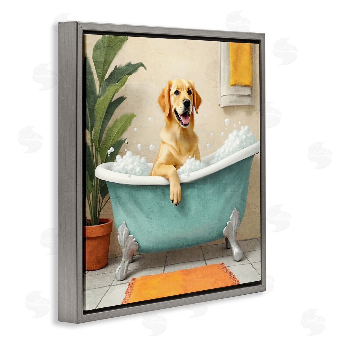 Kim Allen Bubble Bath Labrador Dog Canvas Wall Art Print