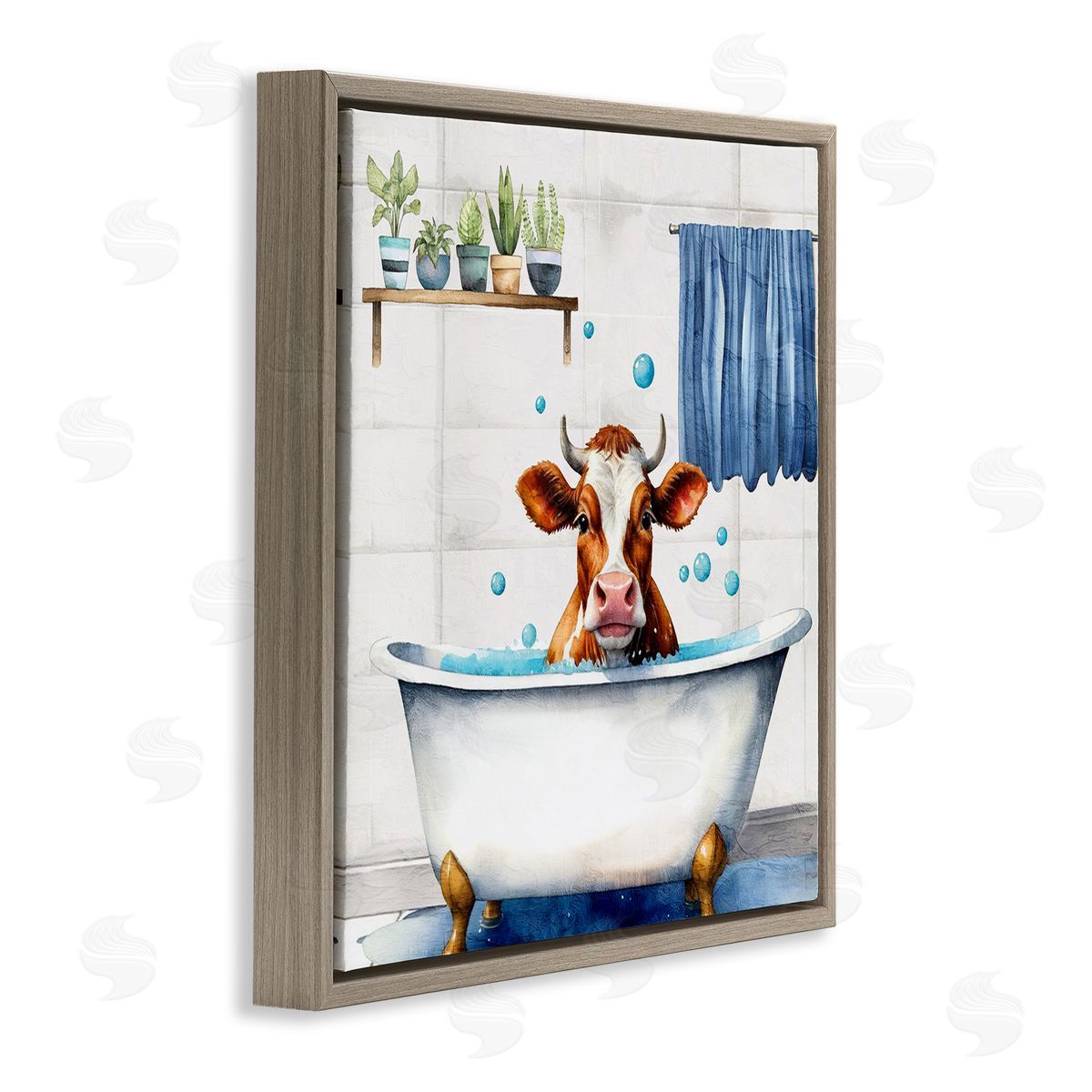 Kim Allen Suds Cow Bathtub Canvas Wall Art Print