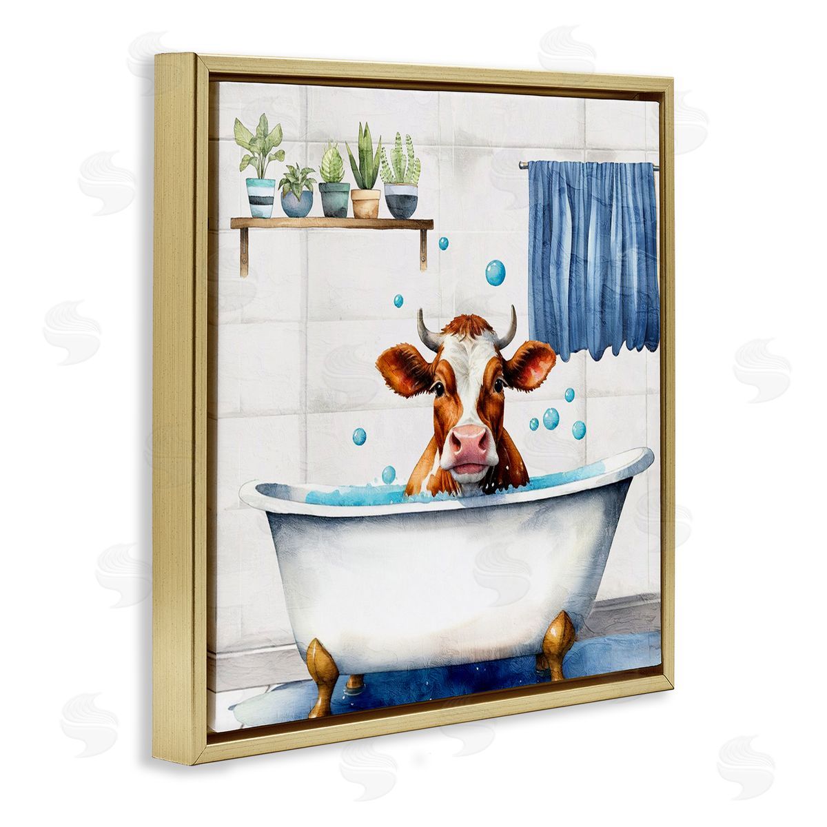 Kim Allen Suds Cow Bathtub Canvas Wall Art Print