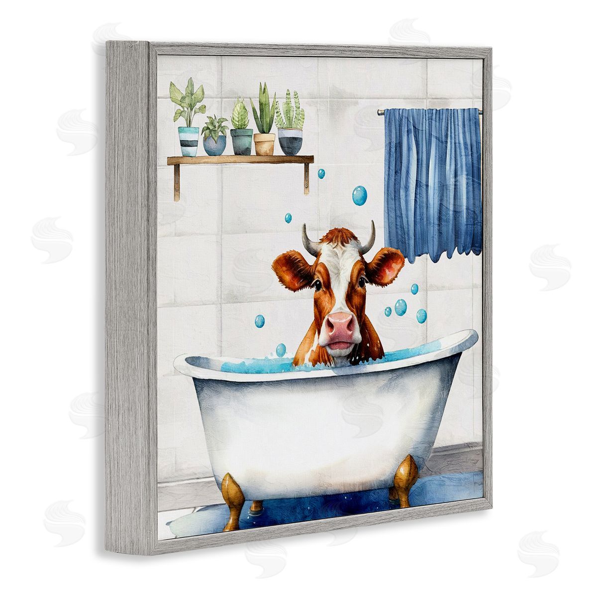 Kim Allen Suds Cow Bathtub Canvas Wall Art Print