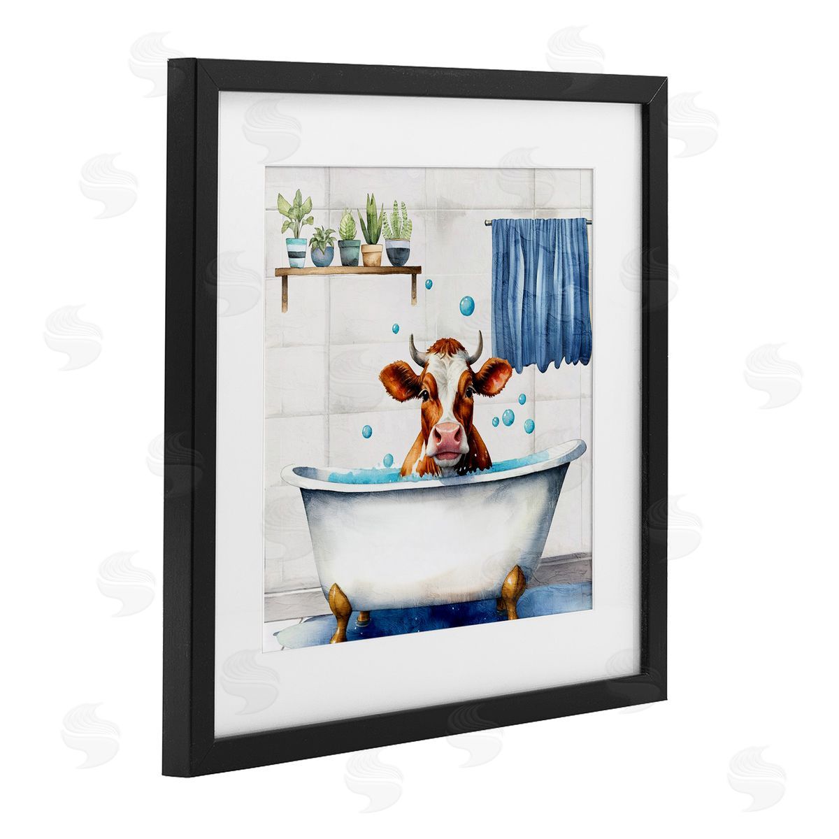 Kim Allen Suds Cow Bathtub Canvas Wall Art Print