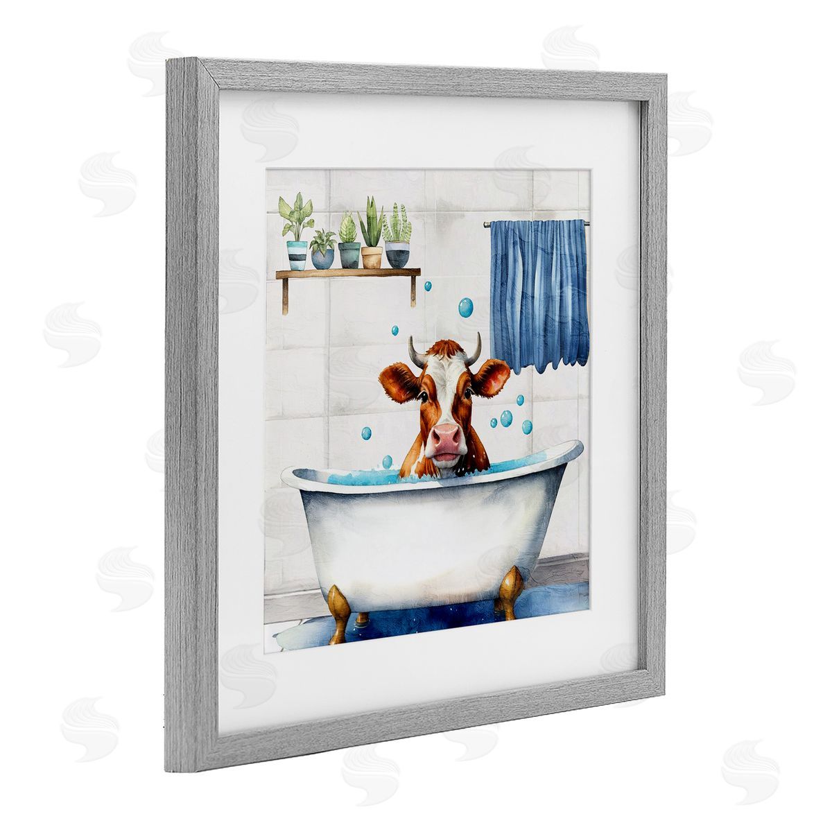 Kim Allen Suds Cow Bathtub Canvas Wall Art Print