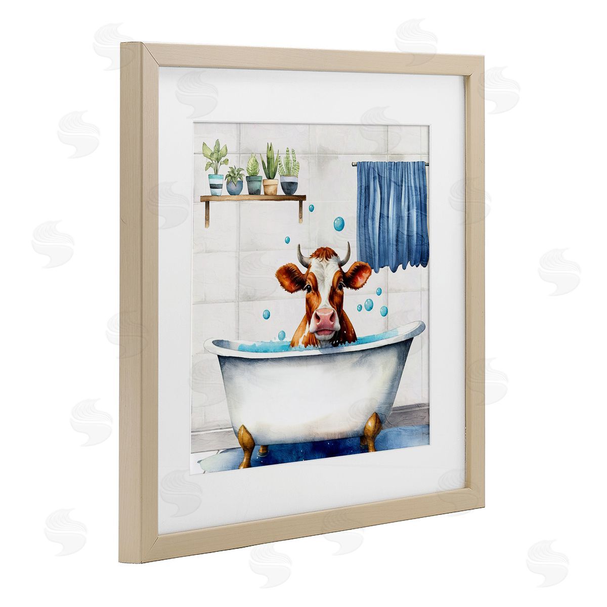 Kim Allen Suds Cow Bathtub Canvas Wall Art Print