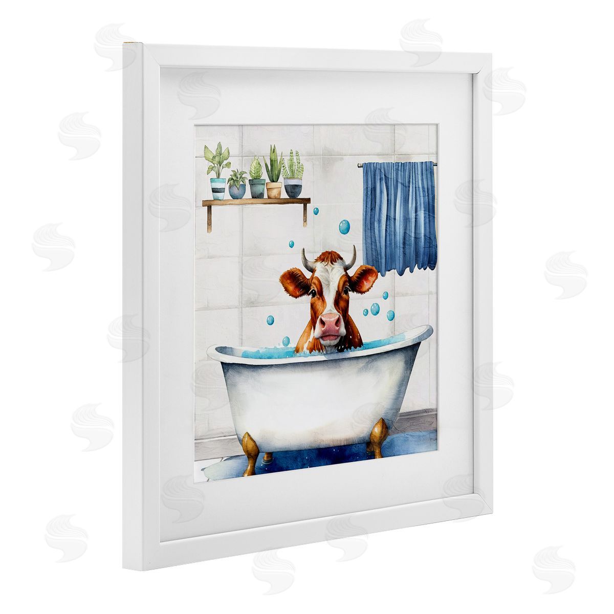 Kim Allen Suds Cow Bathtub Canvas Wall Art Print