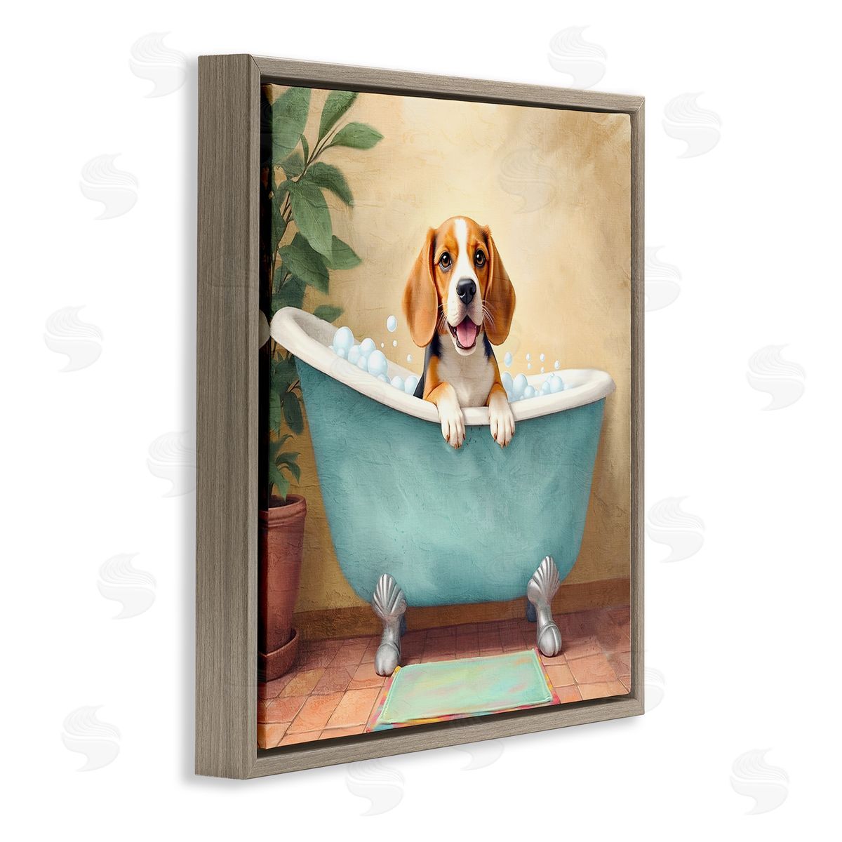 Kim Allen Bubble Bath Hound Dog Canvas Wall Art Print