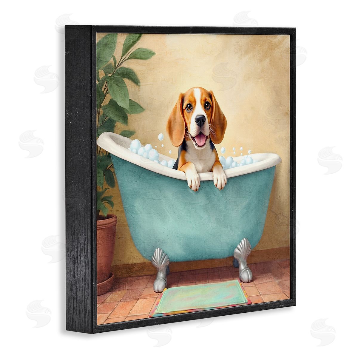 Kim Allen Bubble Bath Hound Dog Canvas Wall Art Print