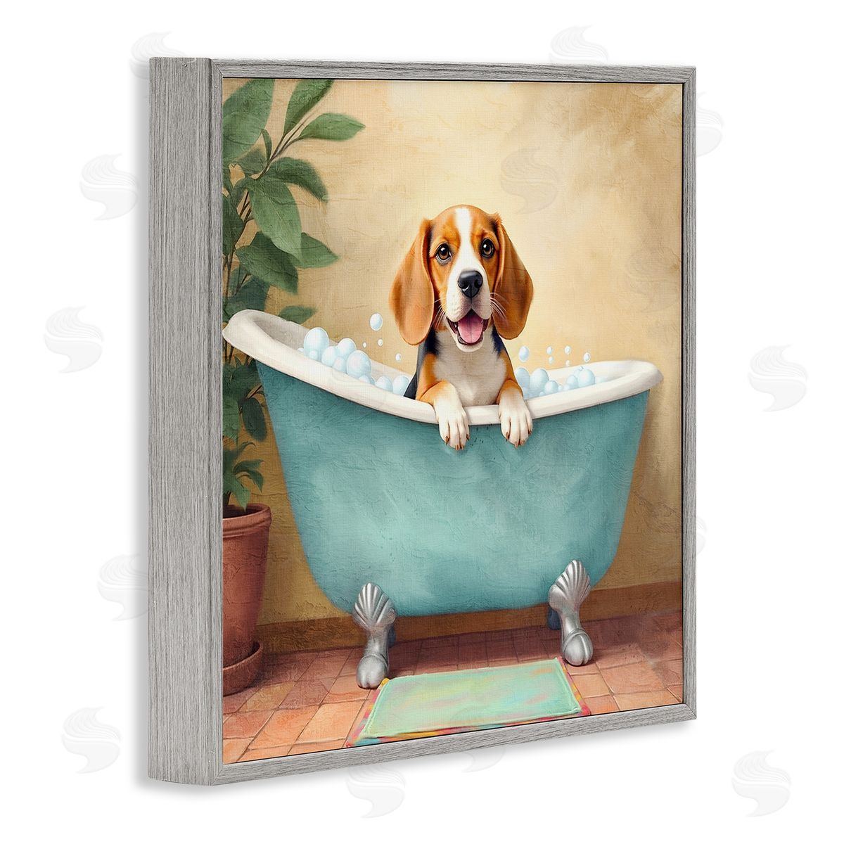 Kim Allen Bubble Bath Hound Dog Canvas Wall Art Print