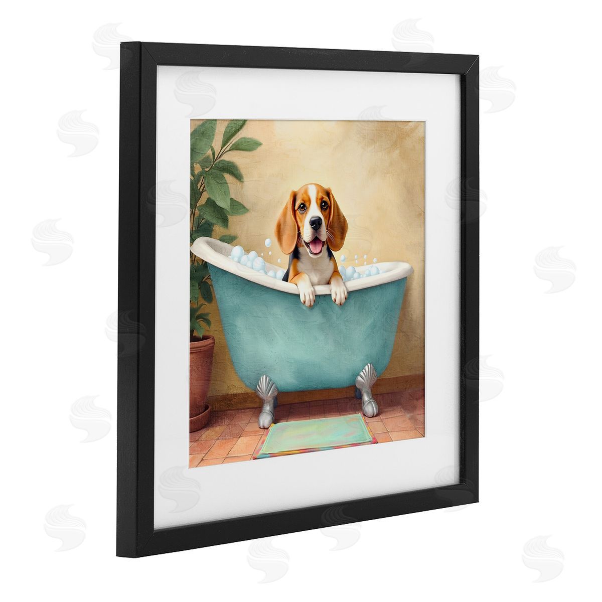 Kim Allen Bubble Bath Hound Dog Canvas Wall Art Print