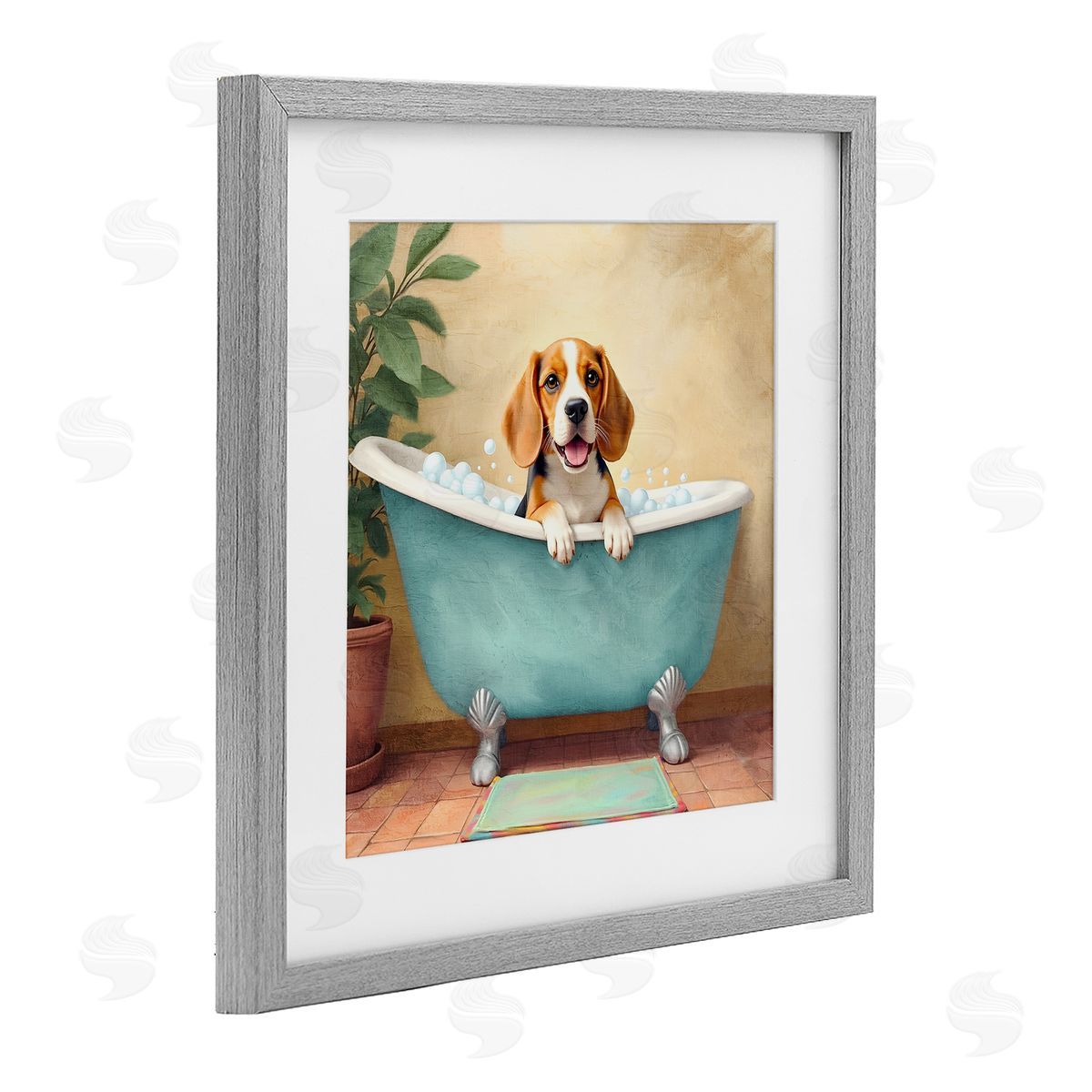 Kim Allen Bubble Bath Hound Dog Canvas Wall Art Print