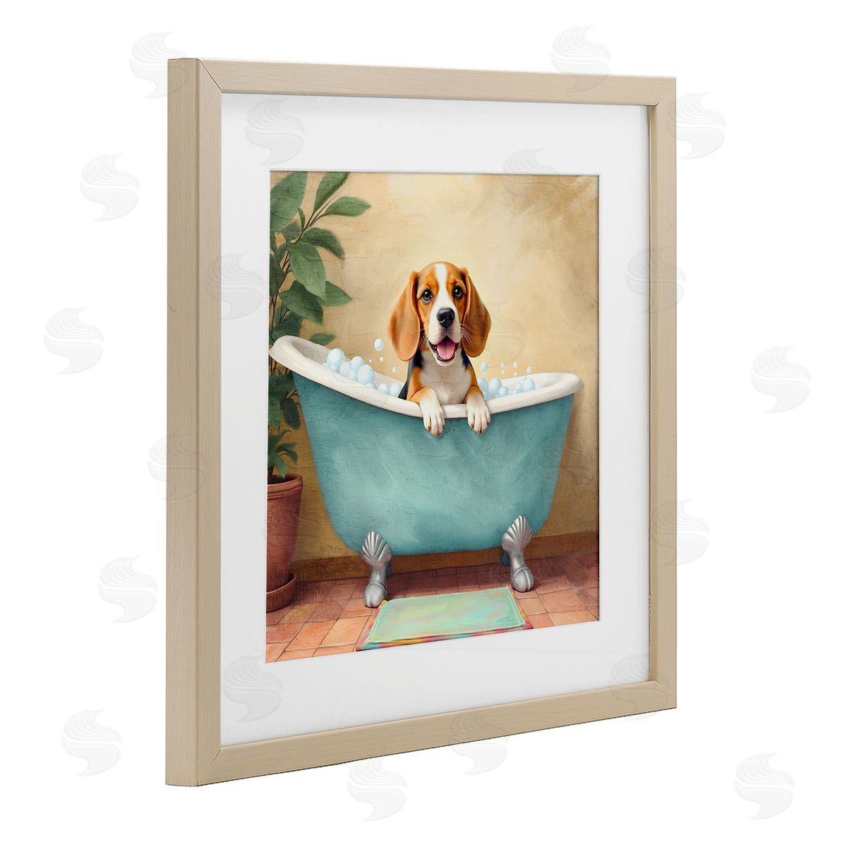 Kim Allen Bubble Bath Hound Dog Canvas Wall Art Print