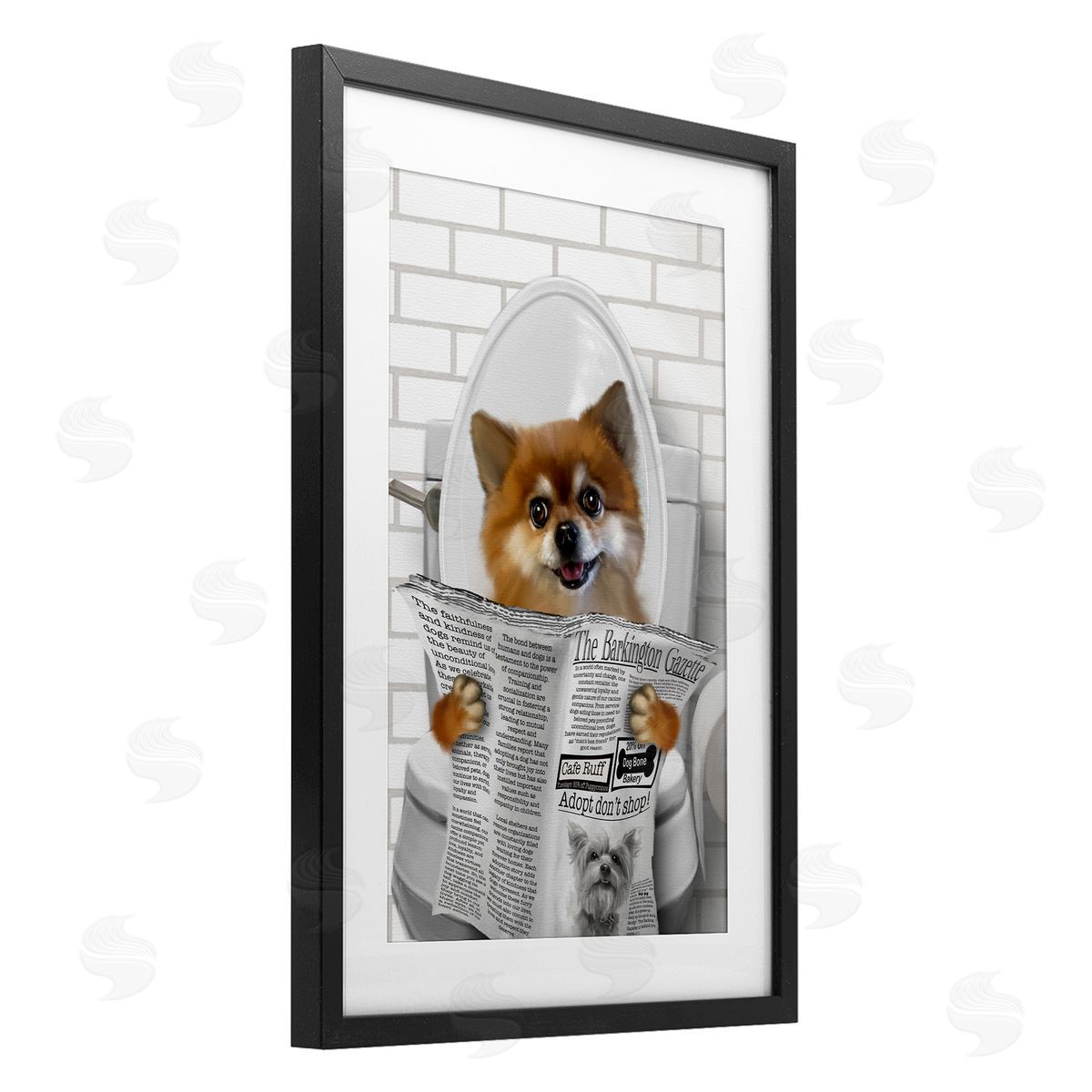 Matthew Piotrowicz Pomeranian Dog on Toilet Canvas Wall Art Print