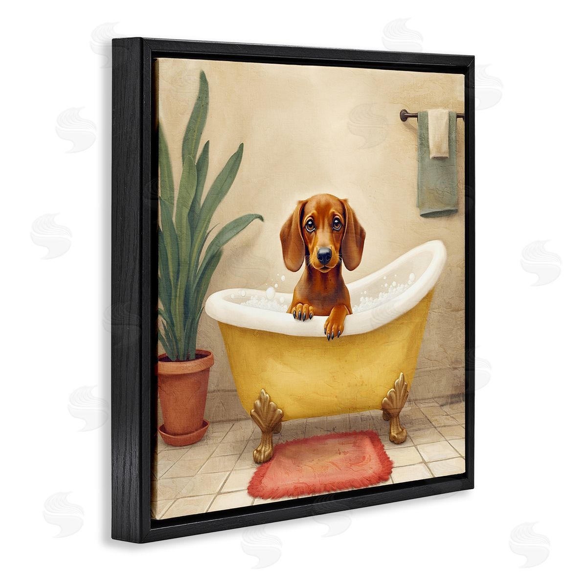 Kim Allen Bubble Bath Brown Dog Canvas Wall Art Print