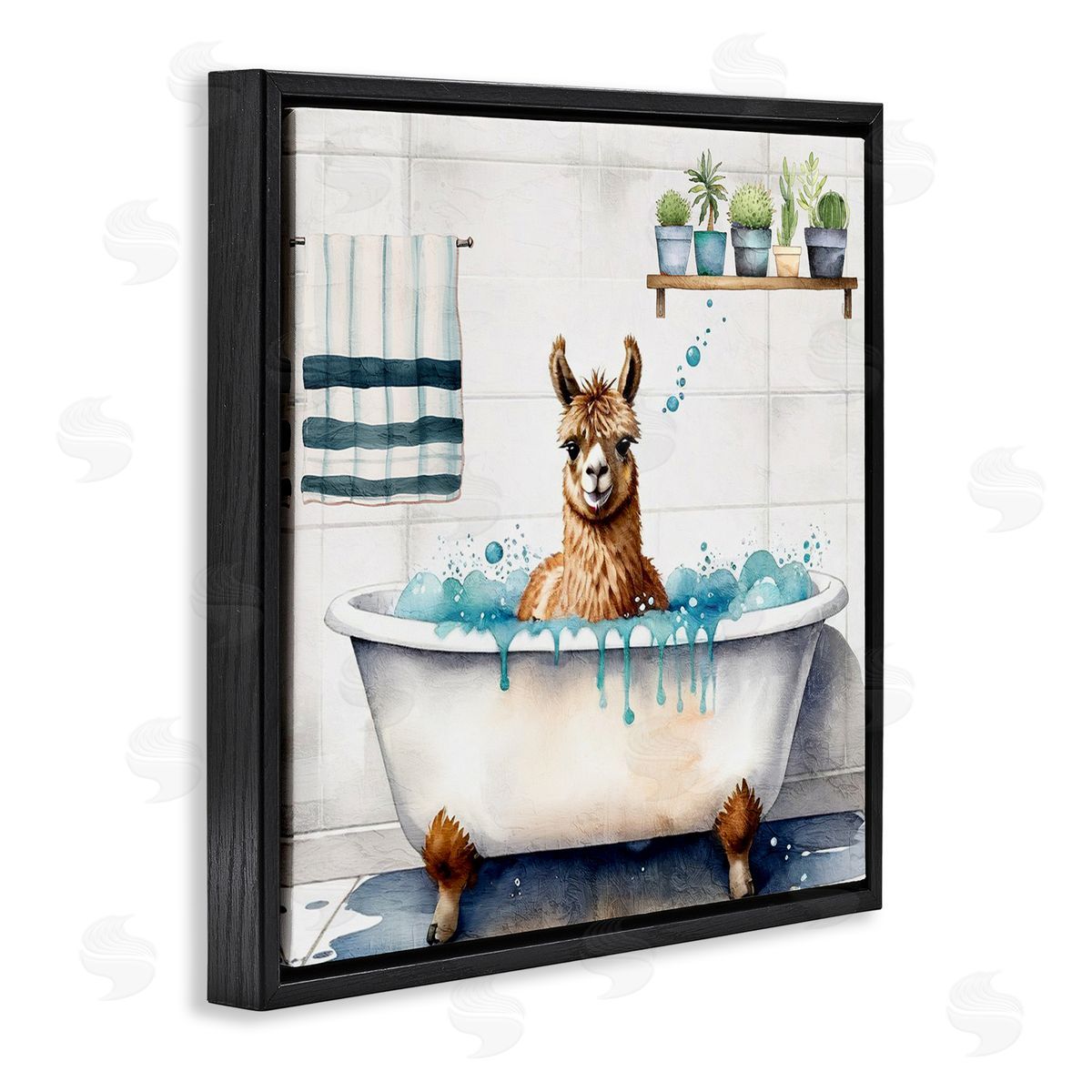 Kim Allen Suds Alpaca Bathtub Canvas Wall Art Print