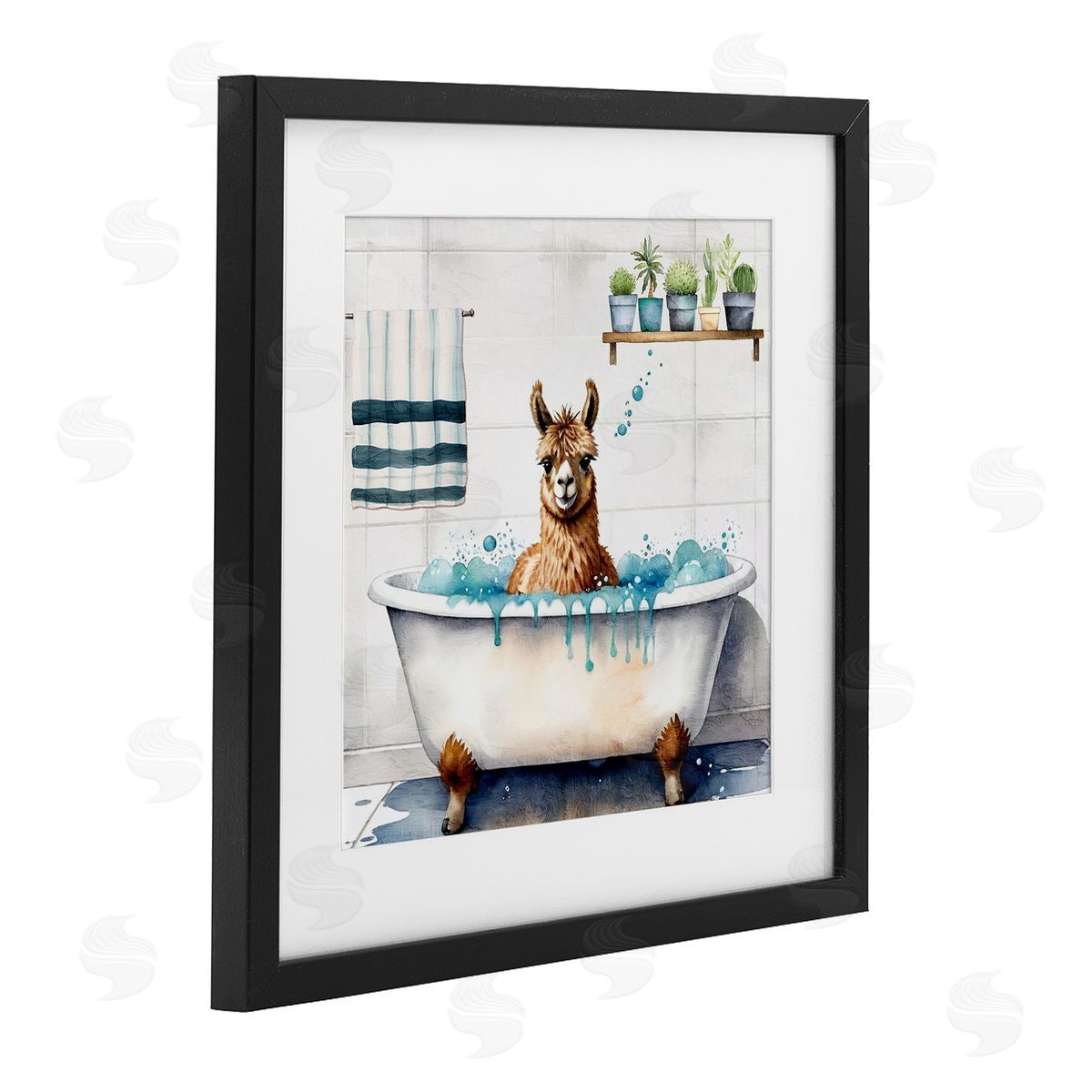 Kim Allen Suds Alpaca Bathtub Canvas Wall Art Print