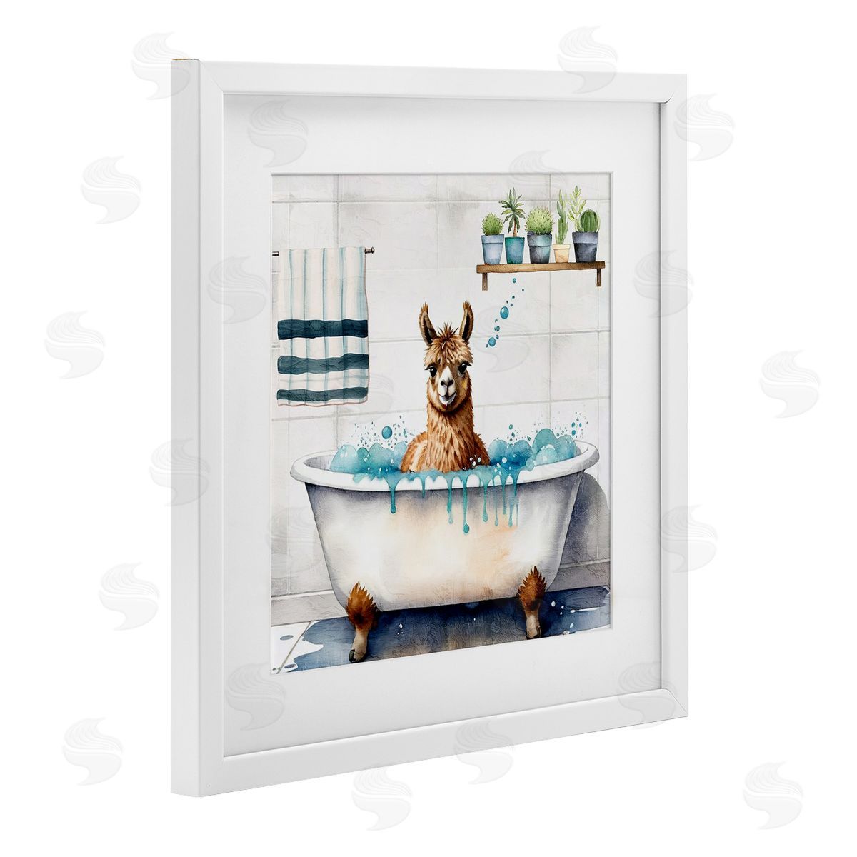 Kim Allen Suds Alpaca Bathtub Canvas Wall Art Print