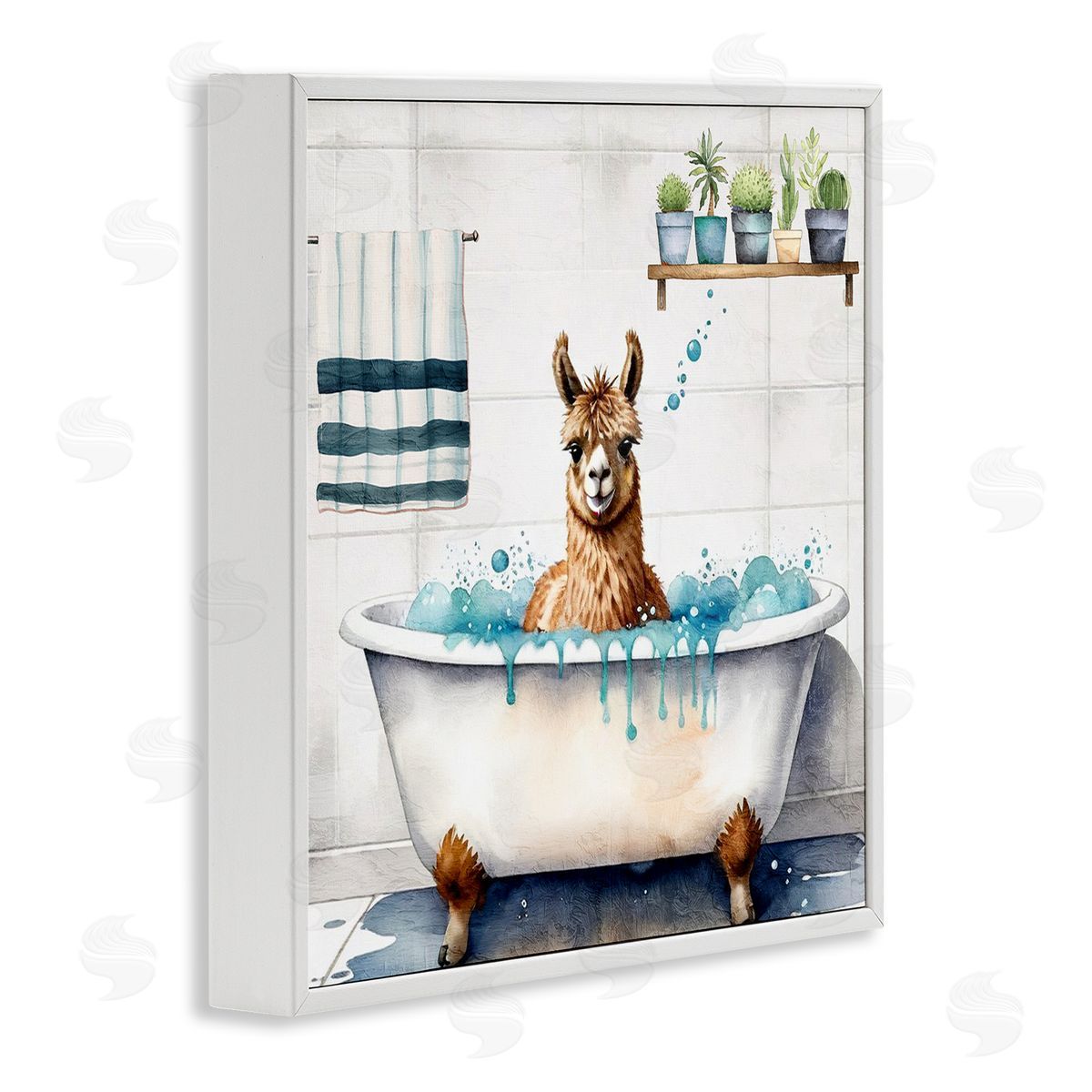 Kim Allen Suds Alpaca Bathtub Canvas Wall Art Print