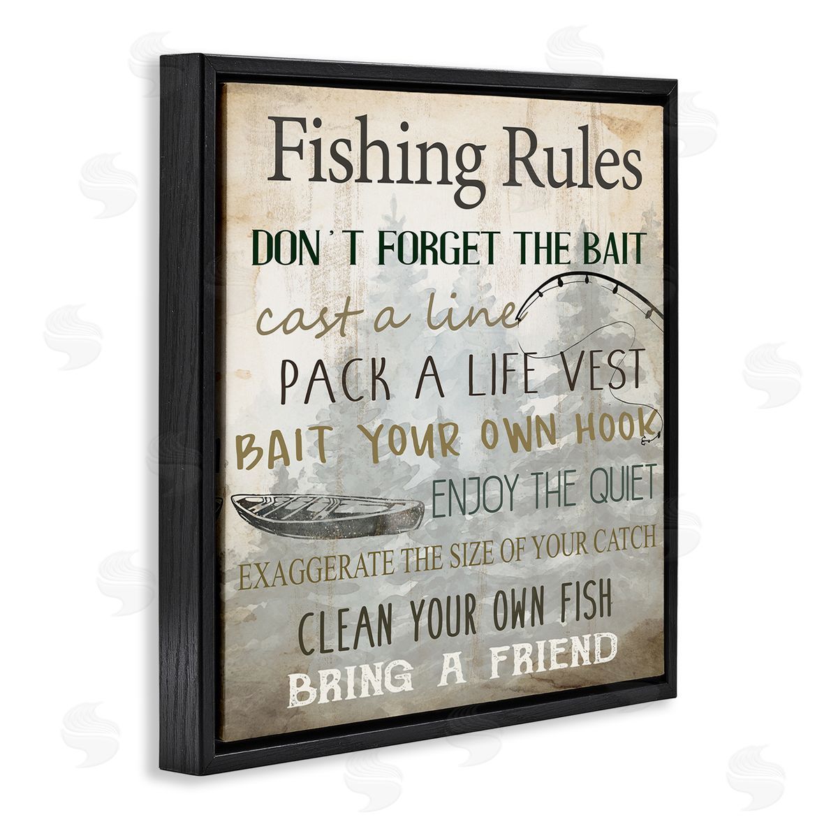 Kim Allen Fishing Rules Rustic List Canvas Wall Art Print
