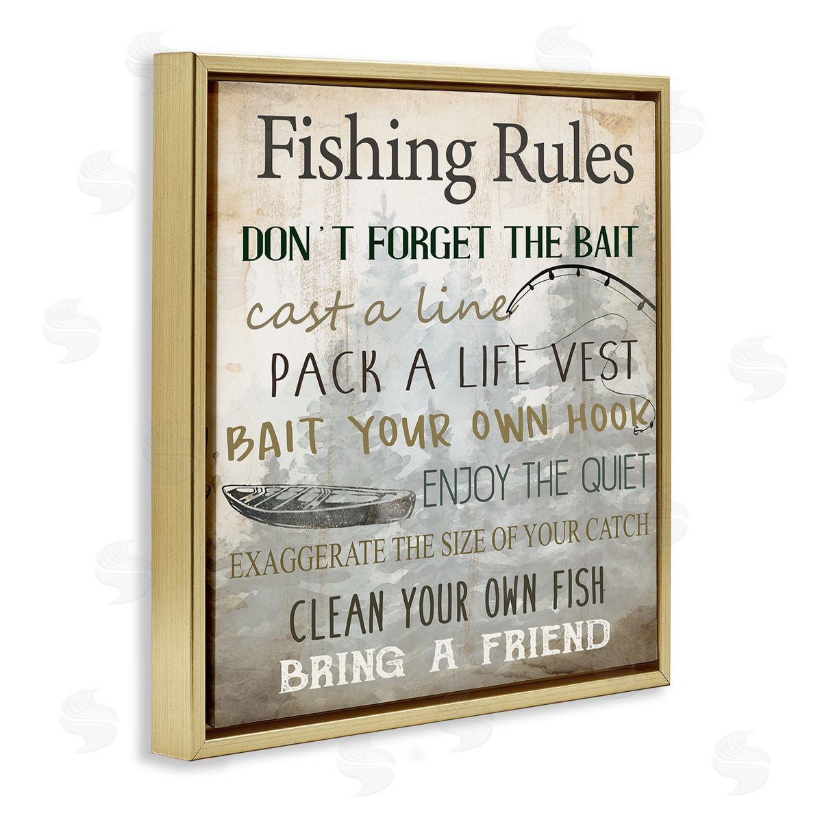 Kim Allen Fishing Rules Rustic List Canvas Wall Art Print
