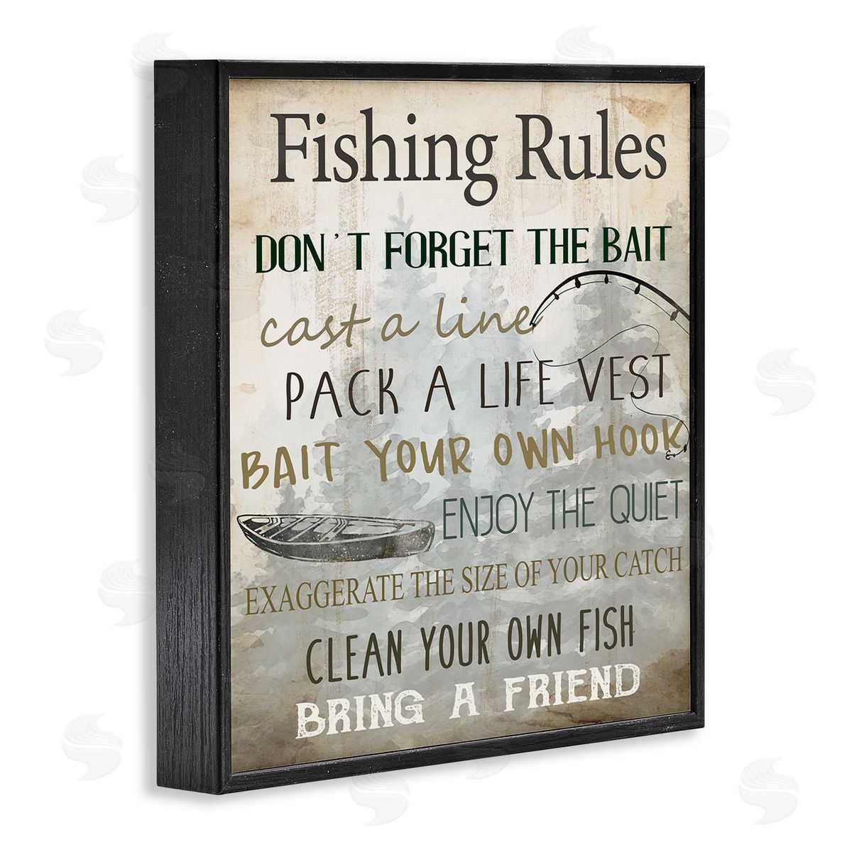 Kim Allen Fishing Rules Rustic List Canvas Wall Art Print