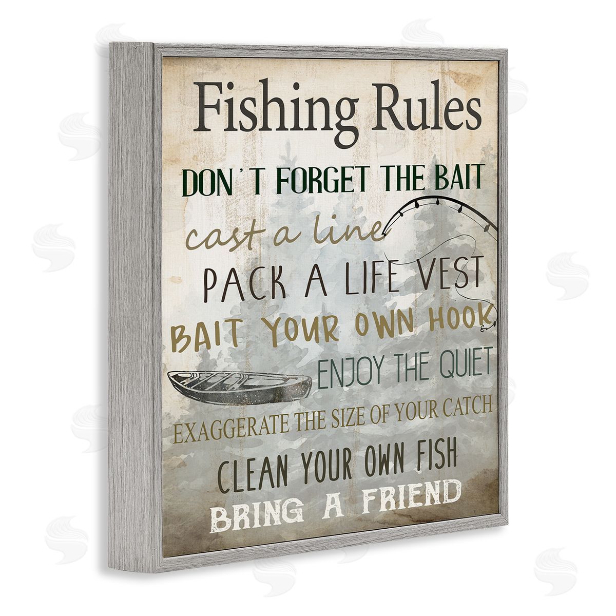 Kim Allen Fishing Rules Rustic List Canvas Wall Art Print