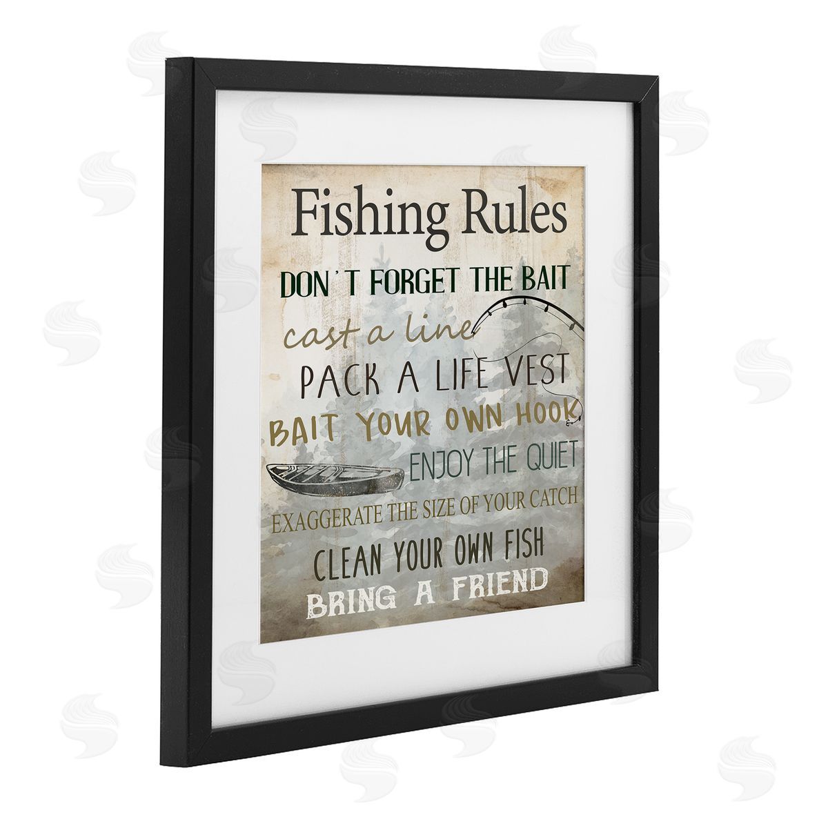 Kim Allen Fishing Rules Rustic List Canvas Wall Art Print