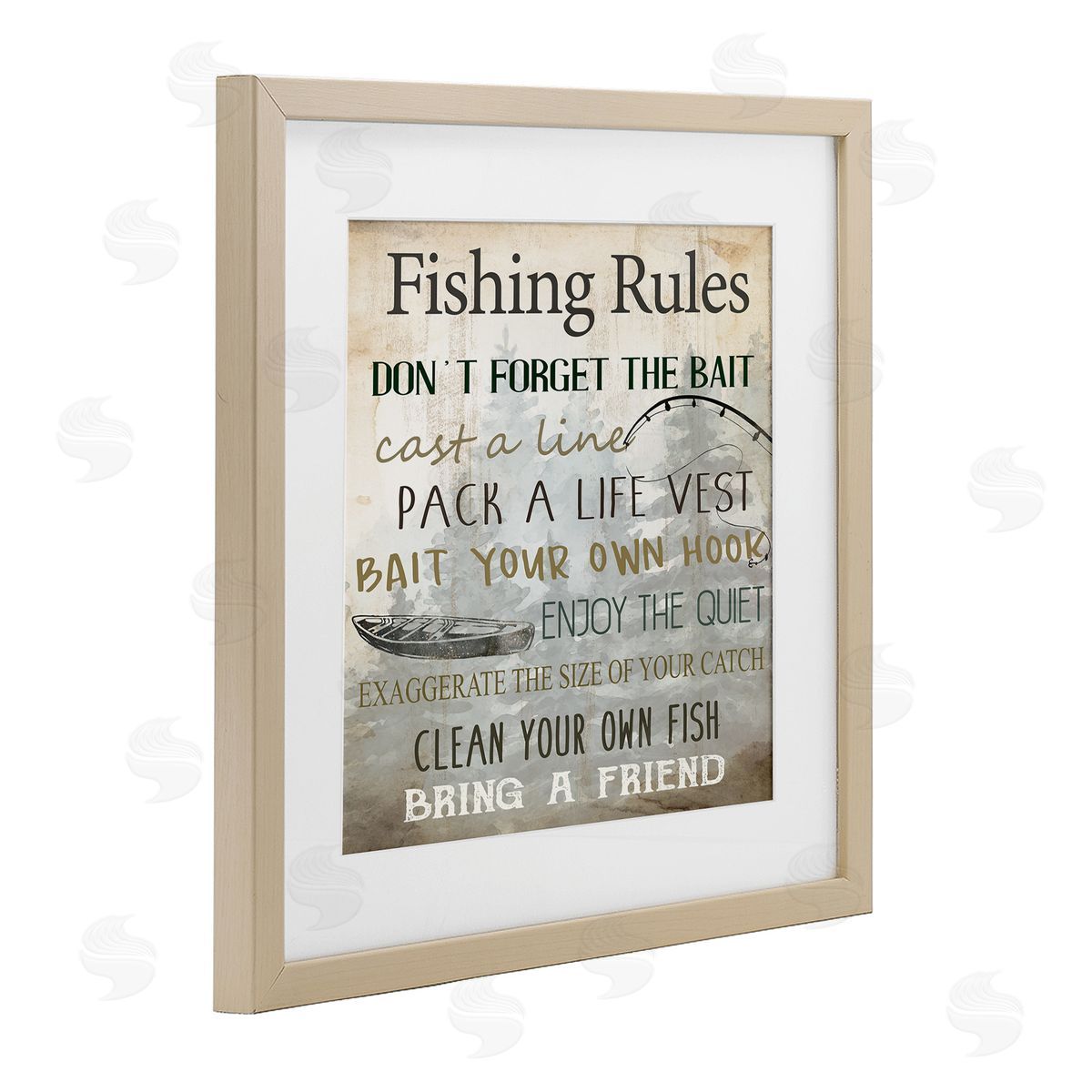 Kim Allen Fishing Rules Rustic List Canvas Wall Art Print