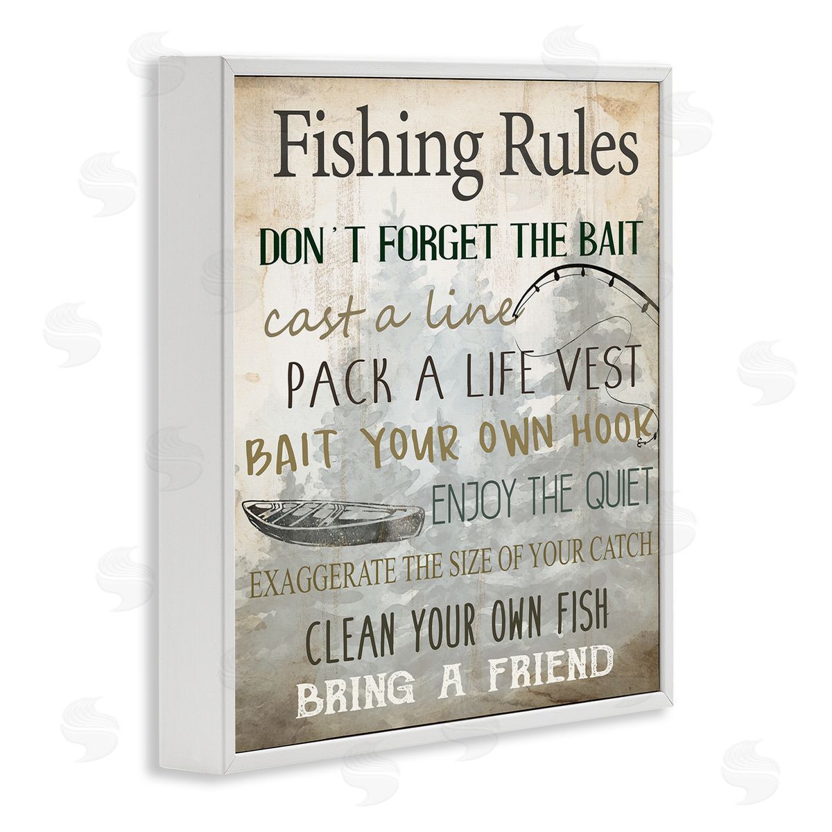 Kim Allen Fishing Rules Rustic List Canvas Wall Art Print