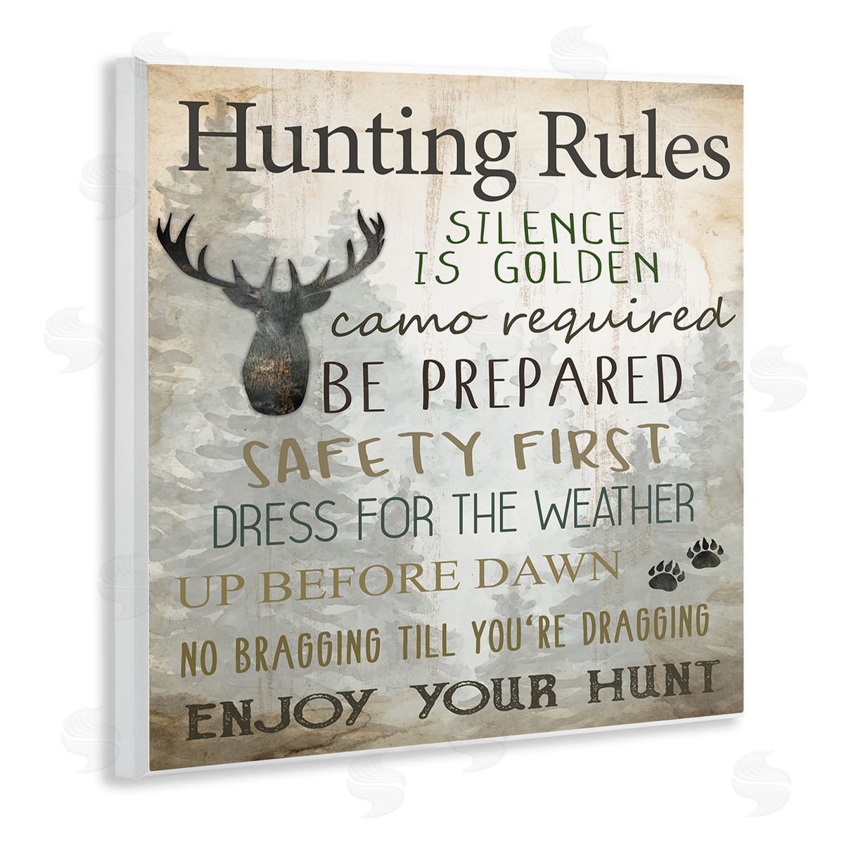 Kim Allen Hunting Rules Rustic List Canvas Wall Art Print