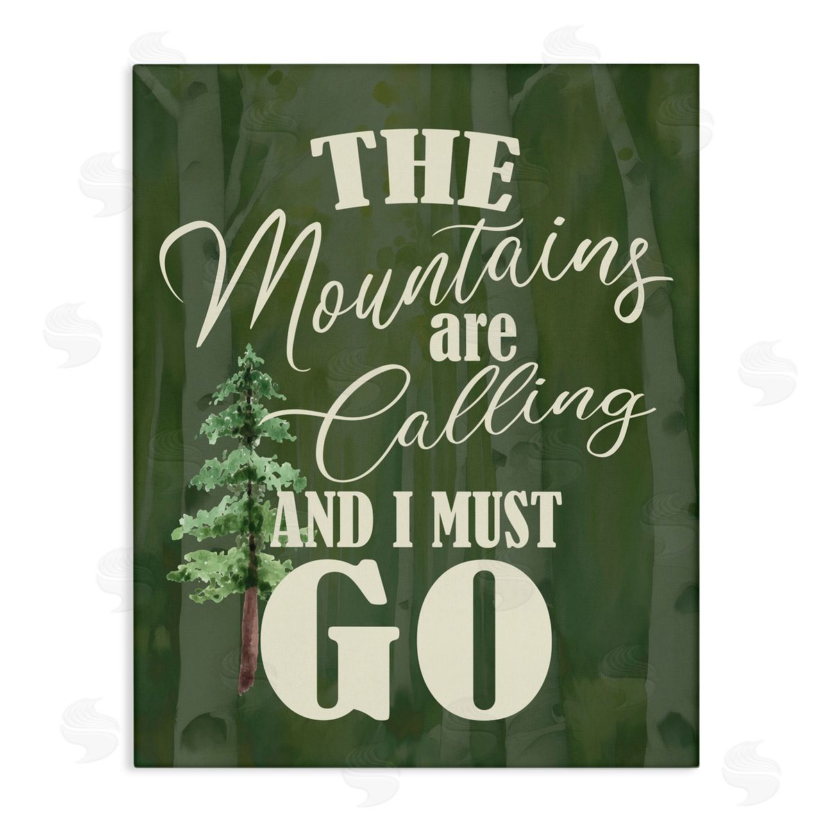 Kim Allen Mountains Calling Forest Green Canvas Wall Art Print