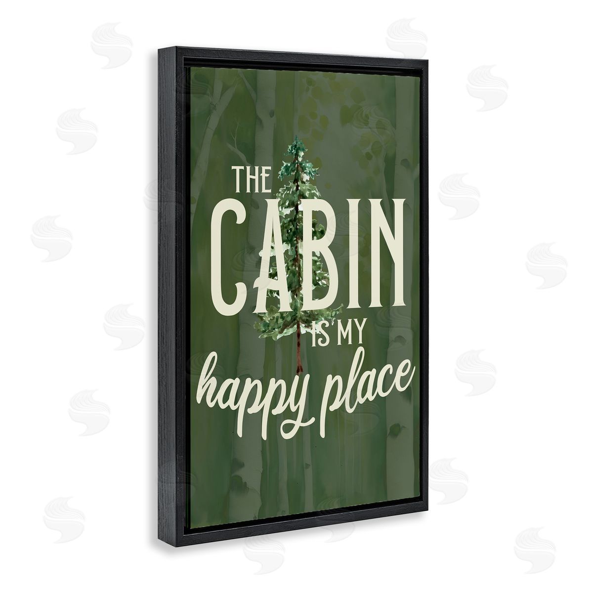 Kim Allen Cabin is Happy Places Green Canvas Wall Art Print