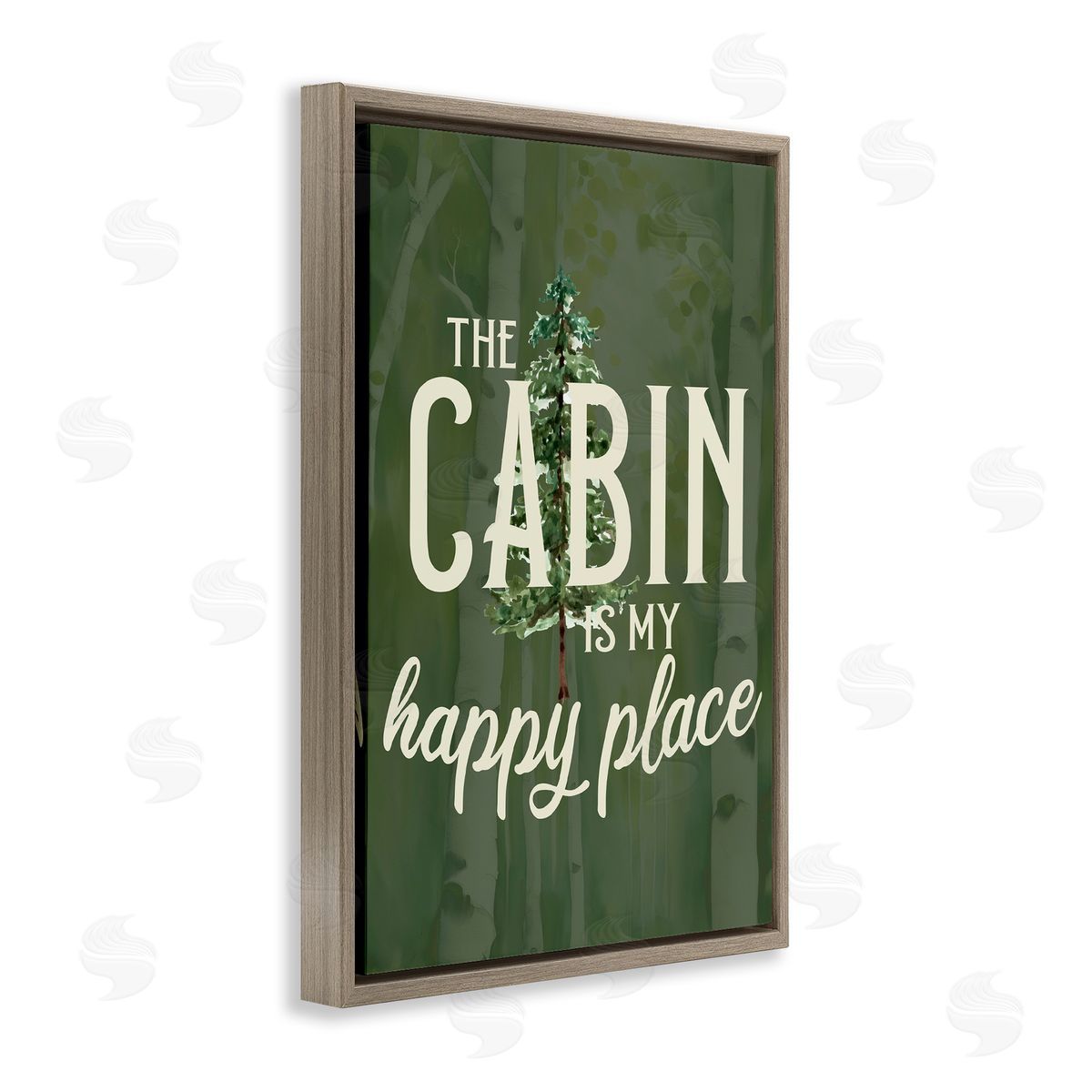 Kim Allen Cabin is Happy Places Green Canvas Wall Art Print