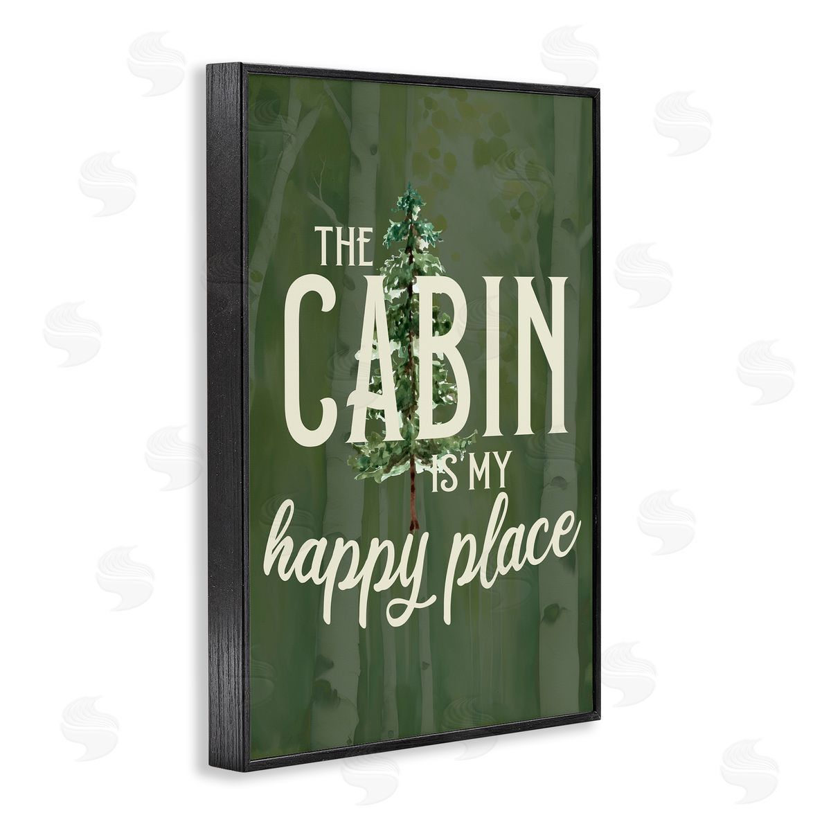 Kim Allen Cabin is Happy Places Green Canvas Wall Art Print