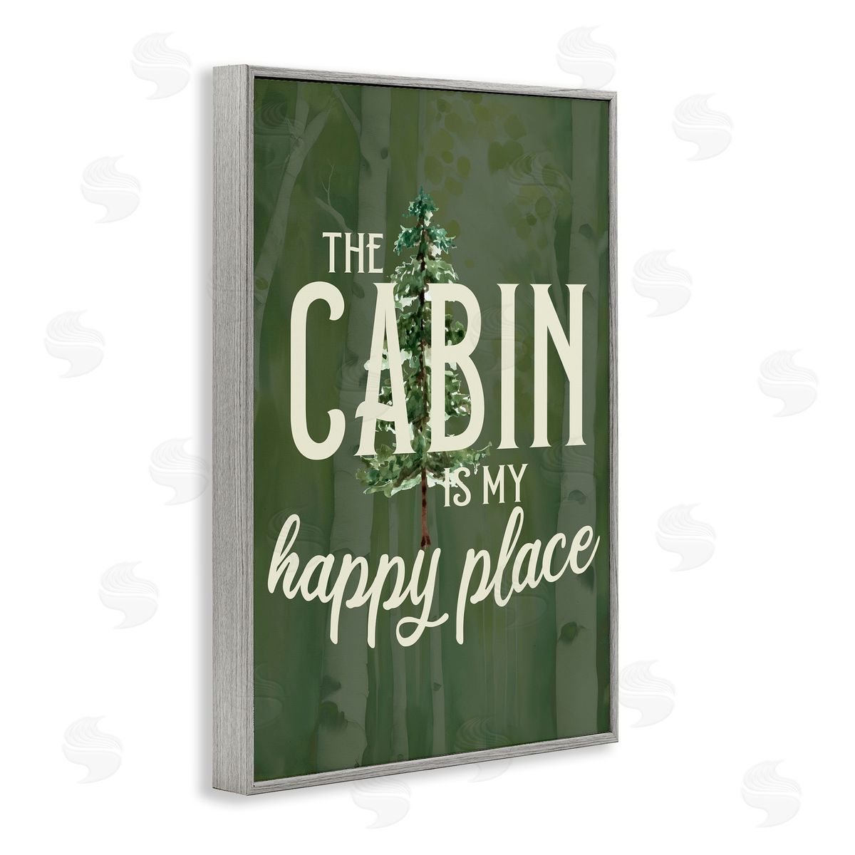 Kim Allen Cabin is Happy Places Green Canvas Wall Art Print