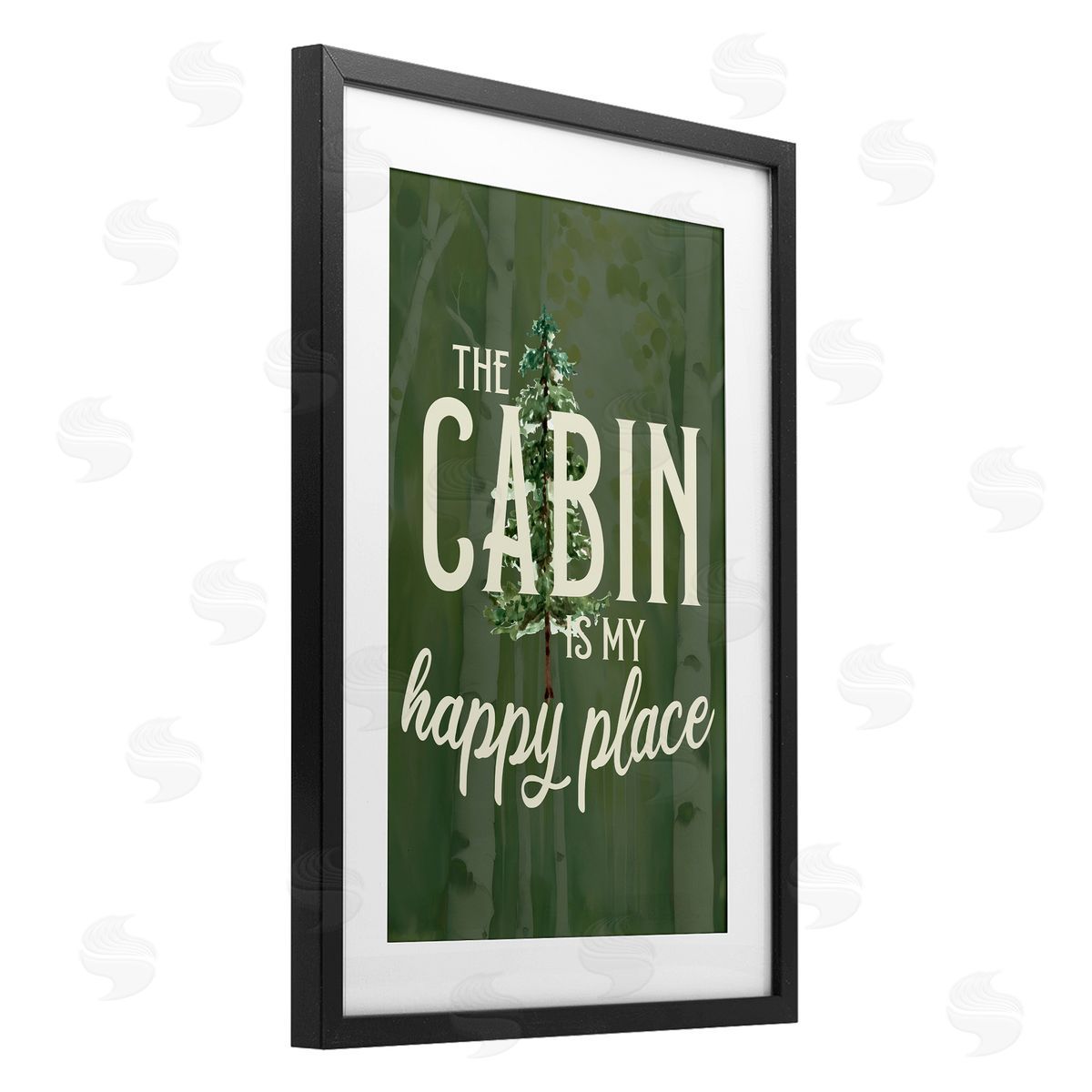 Kim Allen Cabin is Happy Places Green Canvas Wall Art Print