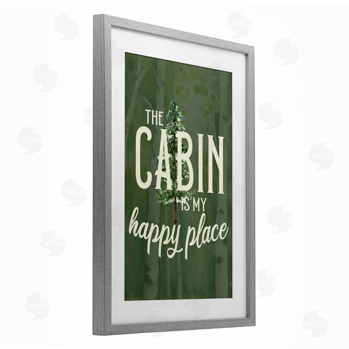 Kim Allen Cabin is Happy Places Green Canvas Wall Art Print
