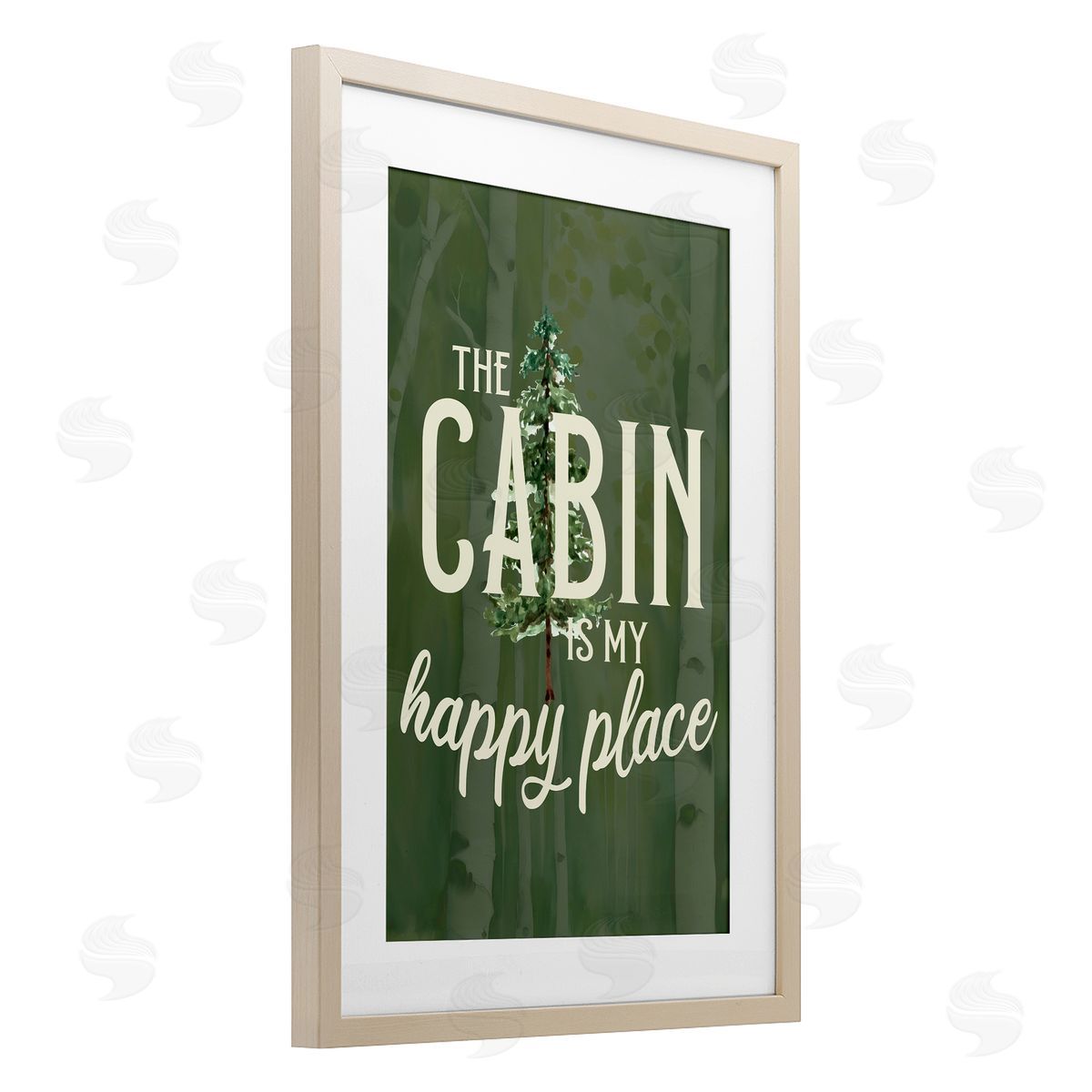 Kim Allen Cabin is Happy Places Green Canvas Wall Art Print