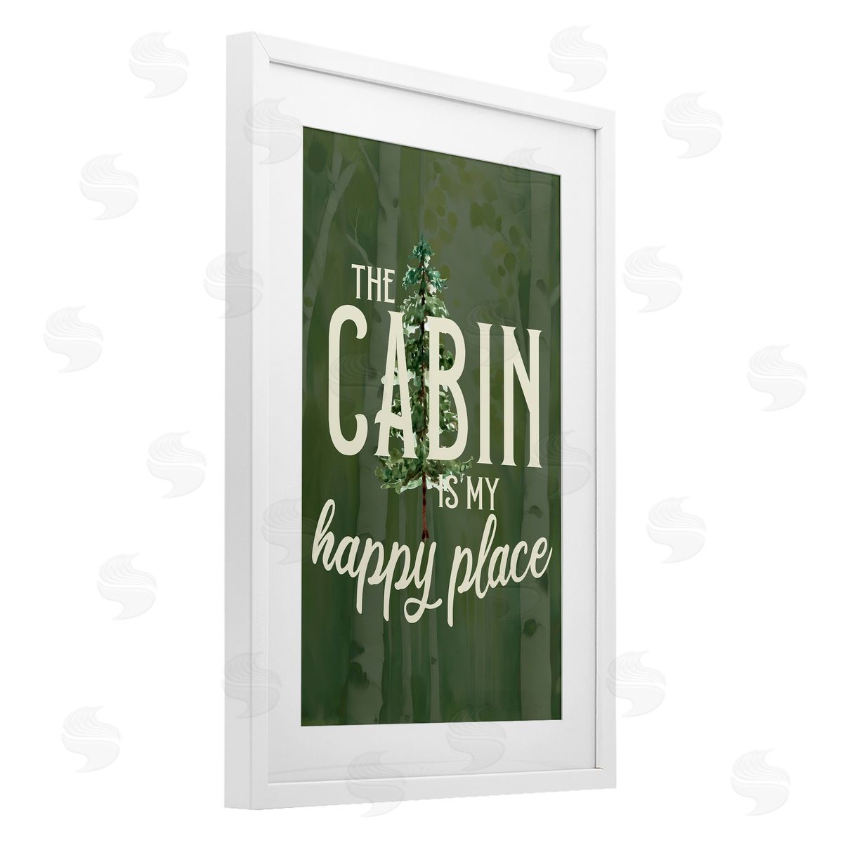 Kim Allen Cabin is Happy Places Green Canvas Wall Art Print
