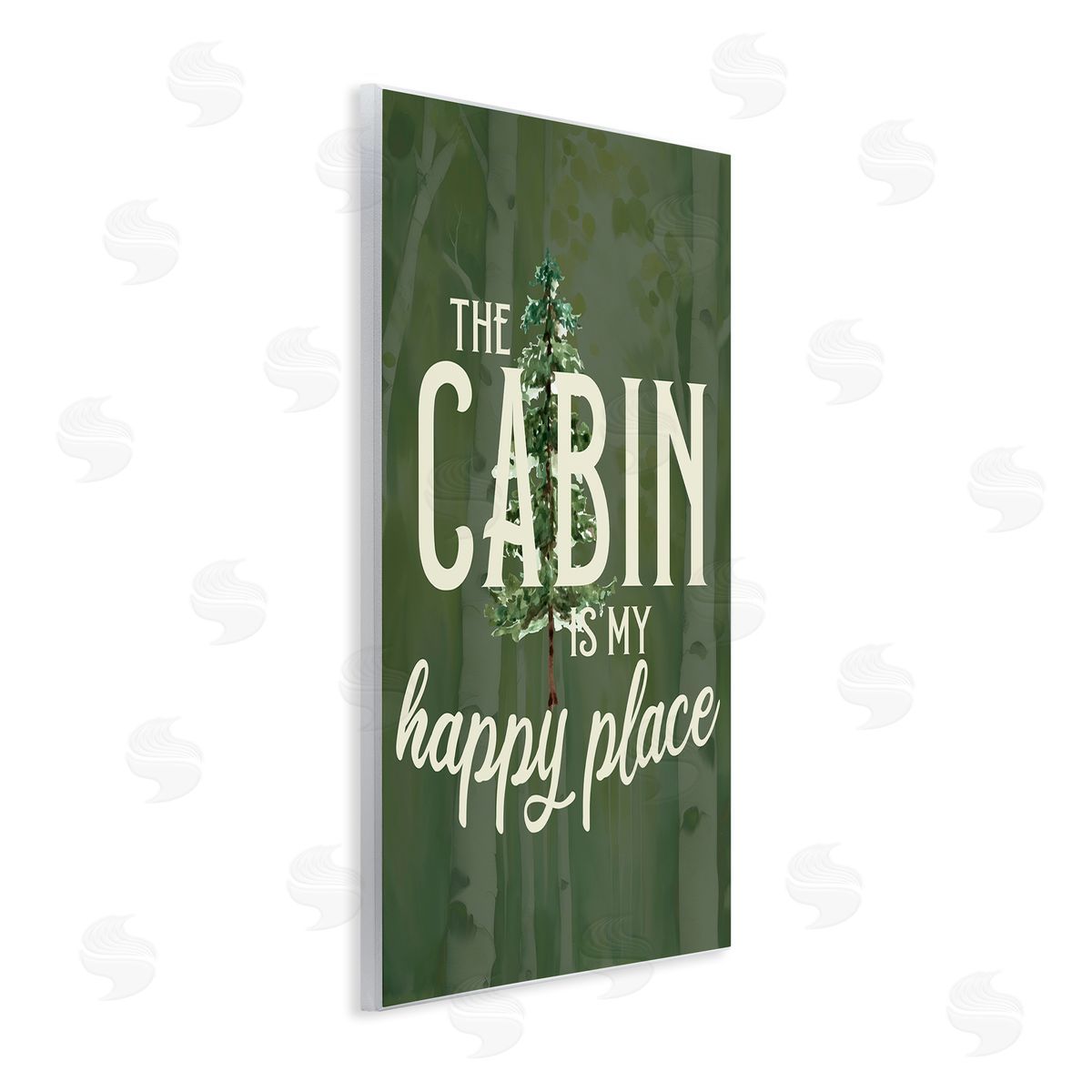 Kim Allen Cabin is Happy Places Green Canvas Wall Art Print