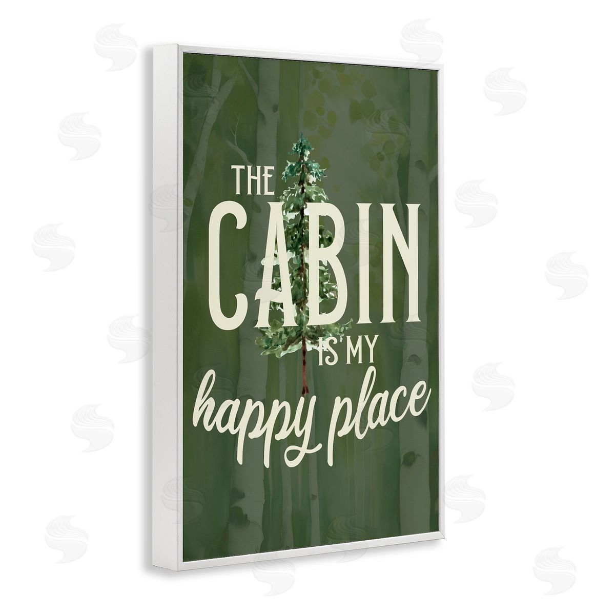 Kim Allen Cabin is Happy Places Green Canvas Wall Art Print