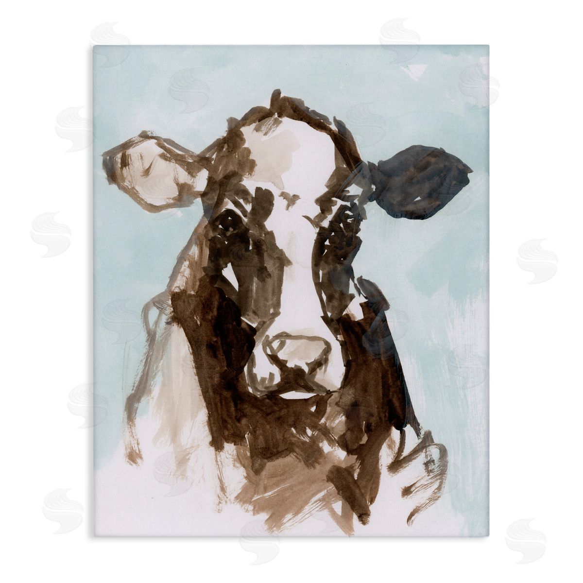 casa cartissi Abstract Cow on Blue Canvas Wall Art Print