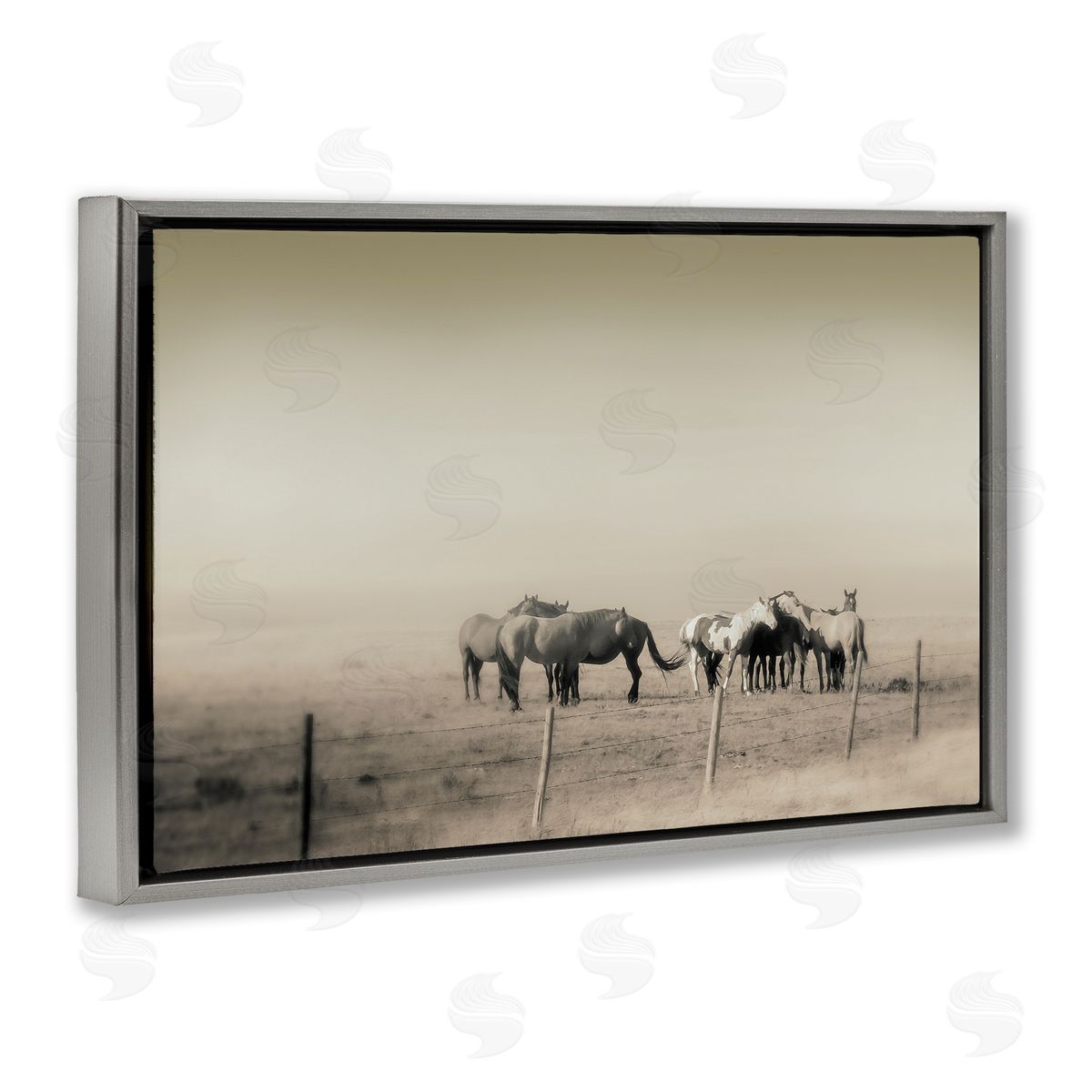 Roberta Murray The Herd Monochrome Horses Canvas Wall Art Print