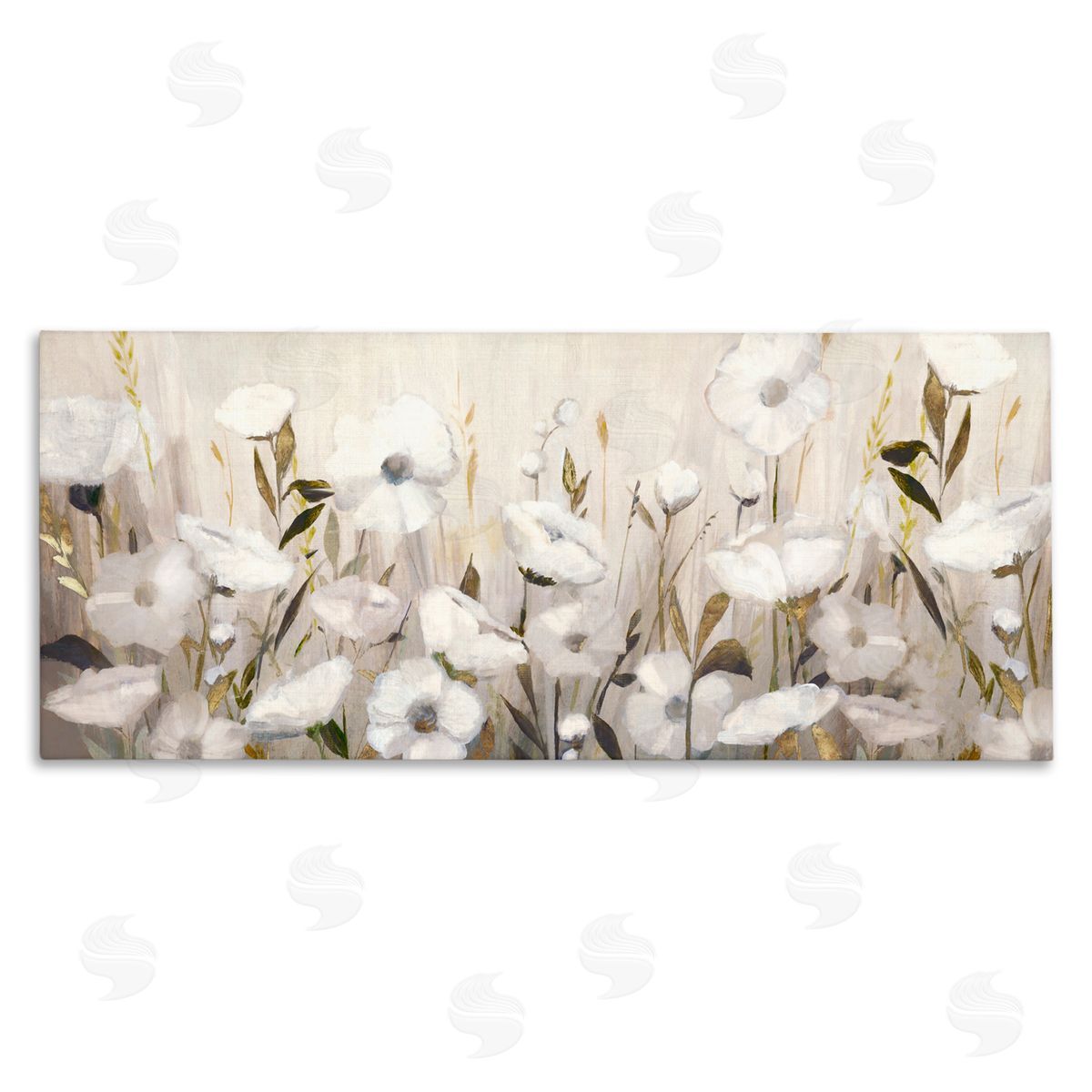 Hannah Dawson Whispers Of Gold Flowers Canvas Wall Art Print
