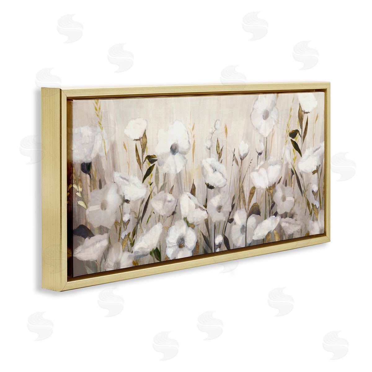 Hannah Dawson Whispers Of Gold Flowers Canvas Wall Art Print