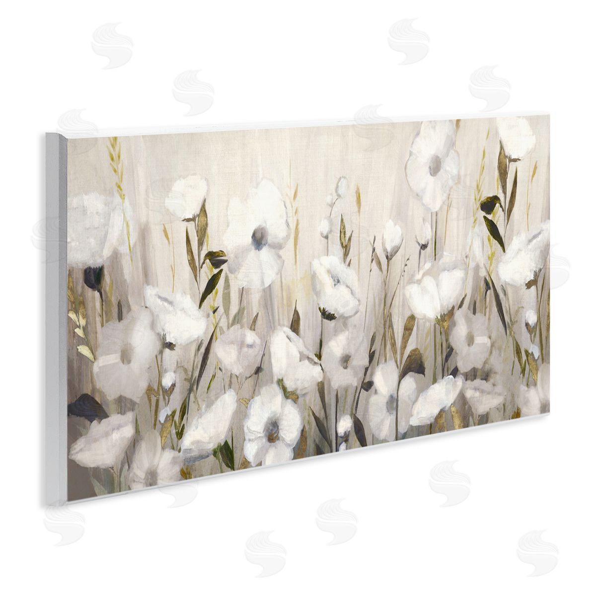 Hannah Dawson Whispers Of Gold Flowers Canvas Wall Art Print