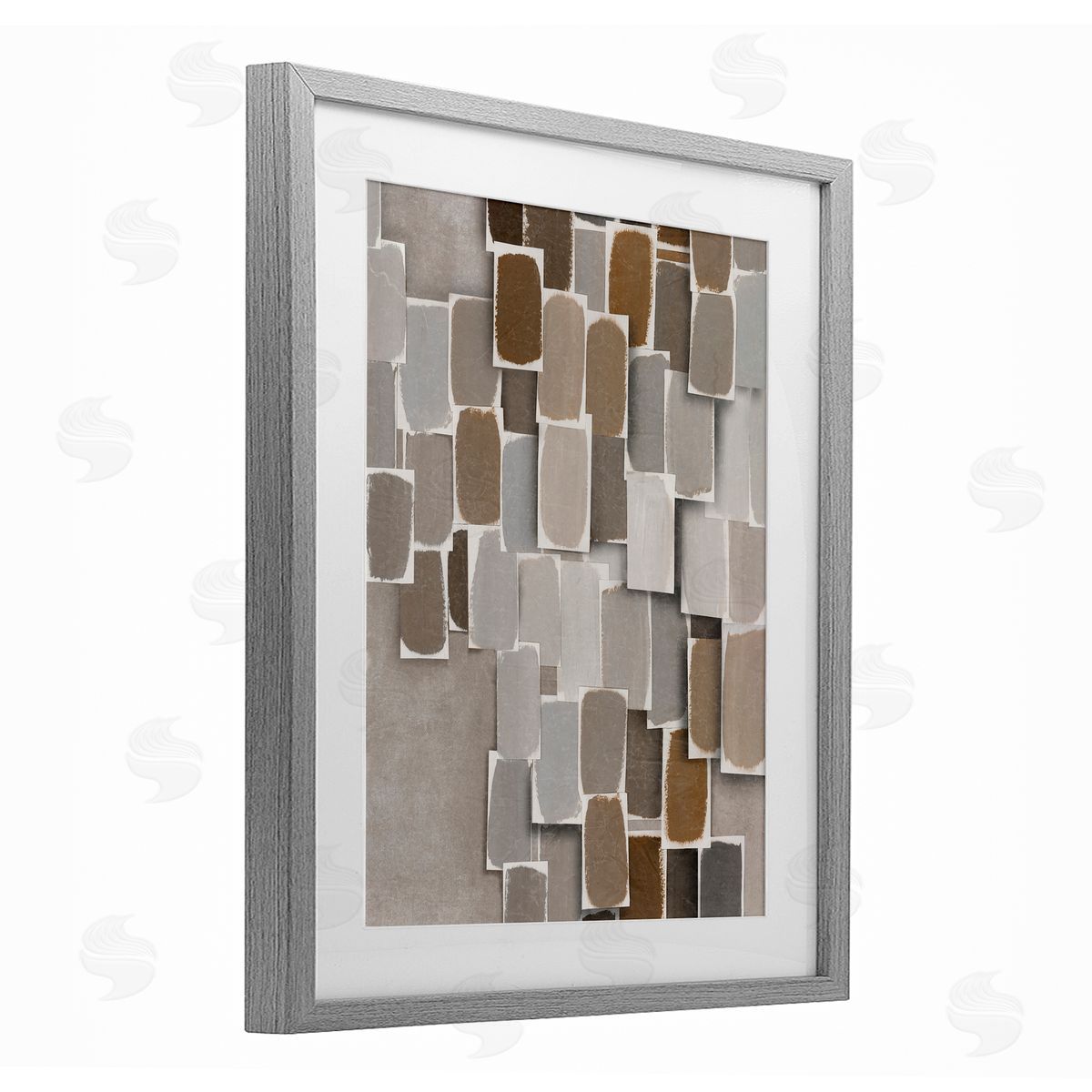 Emma Peal Layered Neutral Blocked Shapes Canvas Wall Art Print