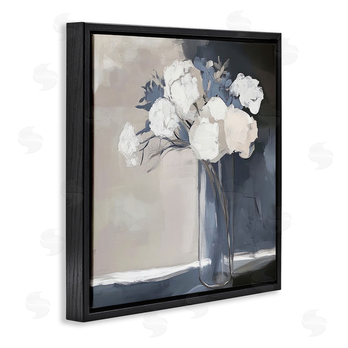 Mona Grace Gentle Petals Grey & Beige Canvas Wall Art Print