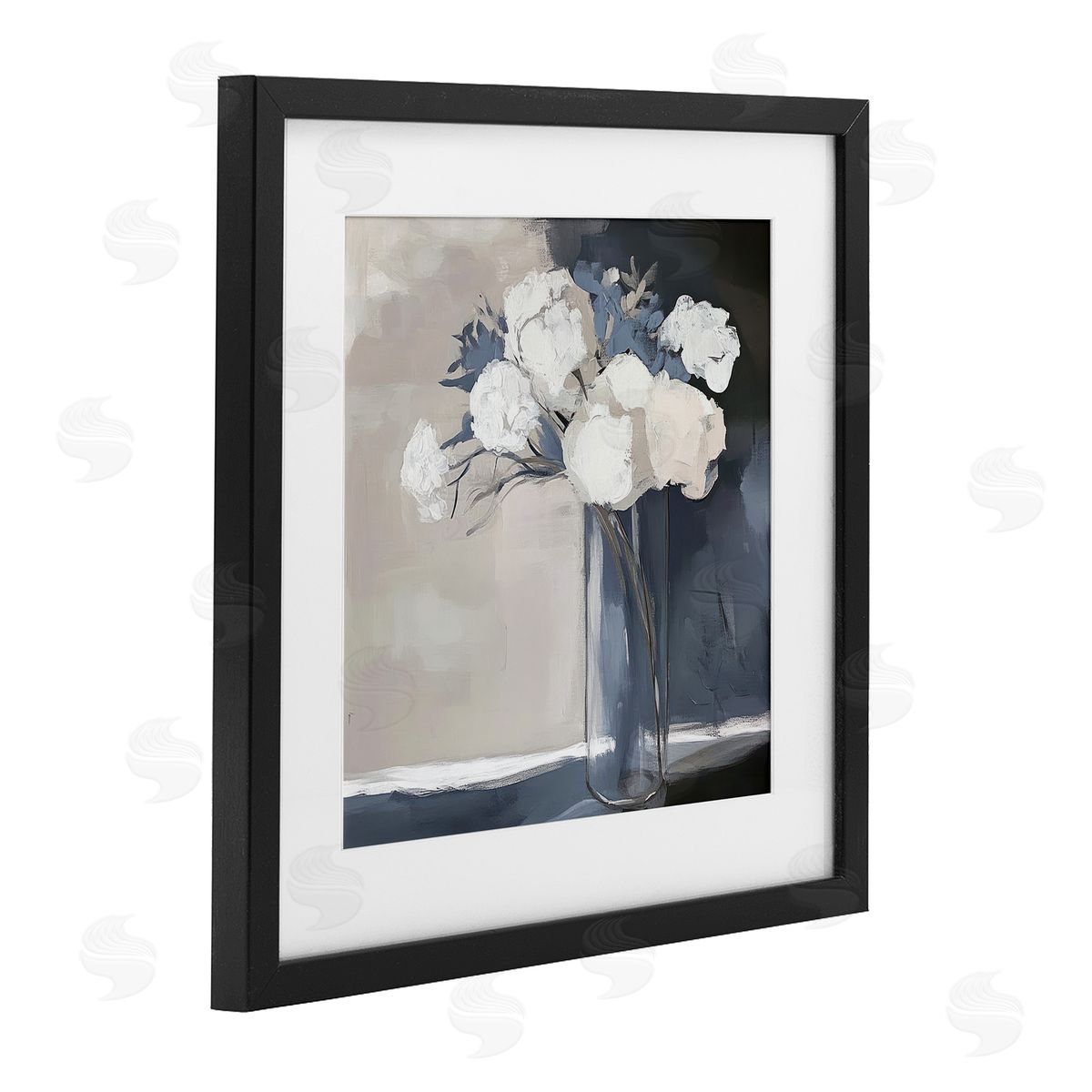 Mona Grace Gentle Petals Grey & Beige Canvas Wall Art Print